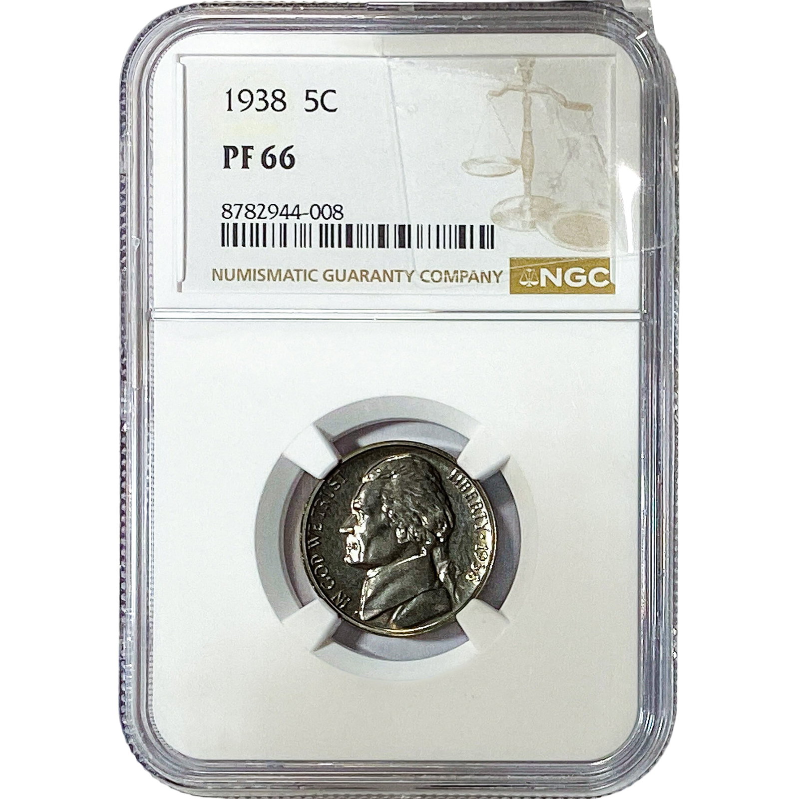 1838 Jefferson Nickel NGC PF66: 1838 Jefferson Nickel NGC PF66