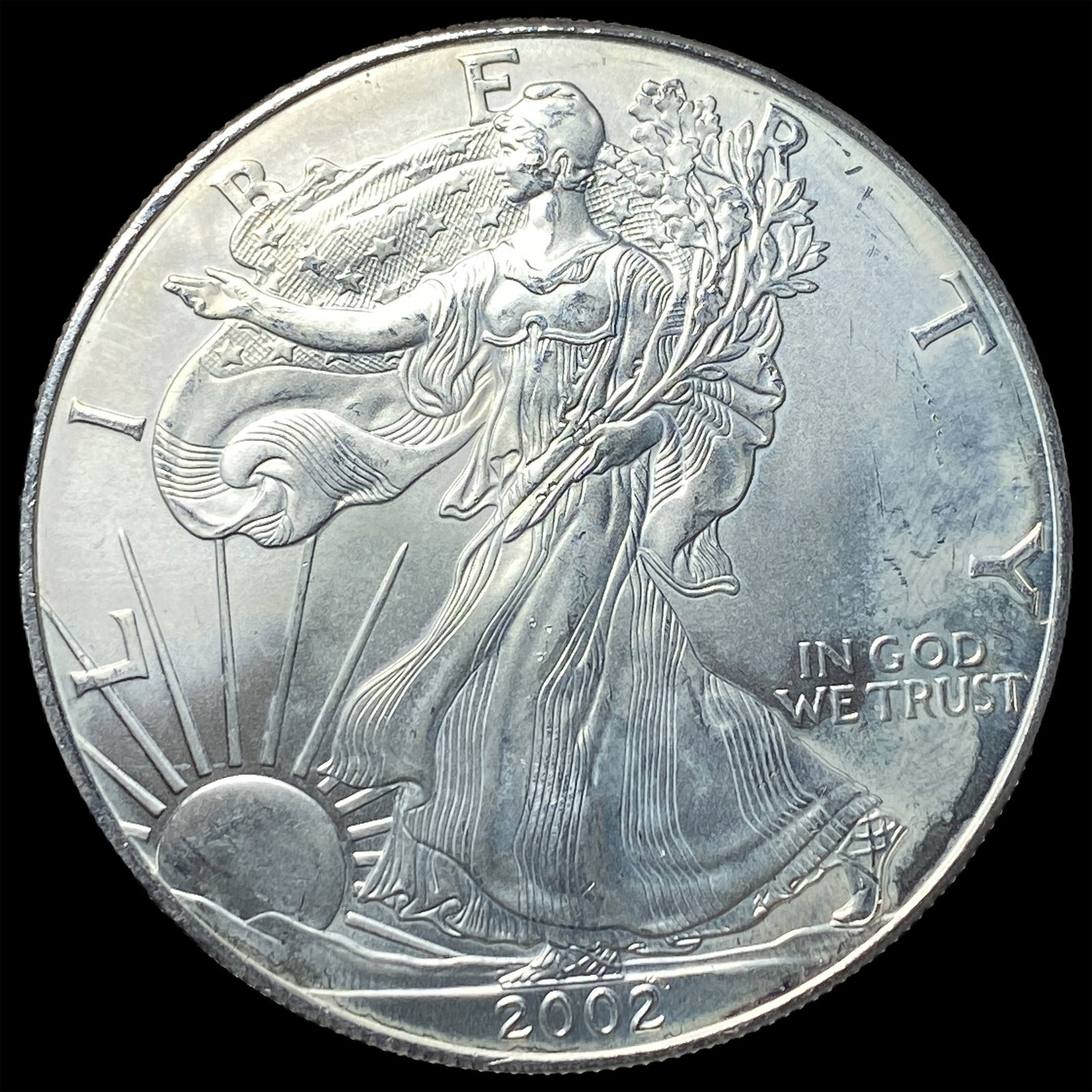 2002 1 oz Silver American Eagle $1 UNCIRCULATED: 2002 1 oz Silver American Eagle $1 UNCIRCULATED