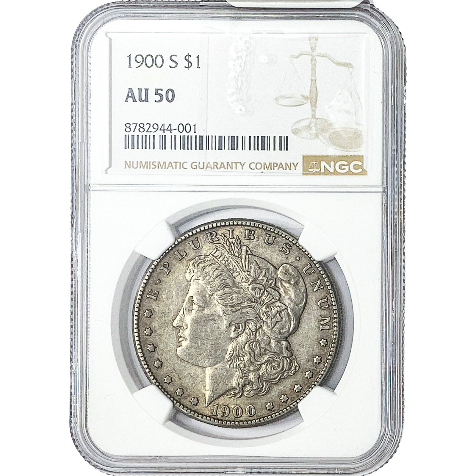 1900-S Morgan Silver Dollar NGC AU50: 1900-S Morgan Silver Dollar NGC AU50