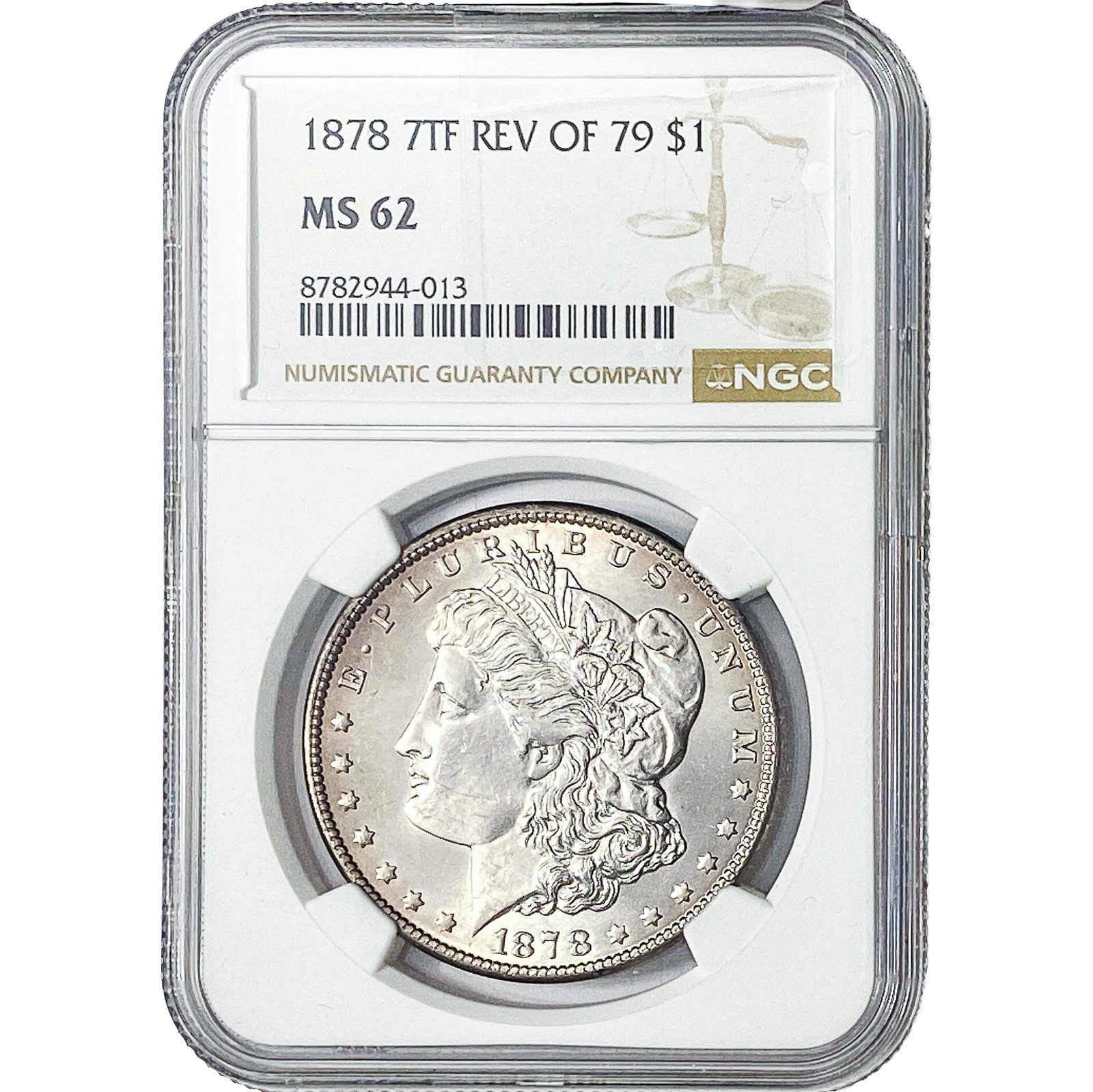 1878 Morgan Silver Dollar NGC MS62: 1878 Morgan Silver Dollar NGC MS62