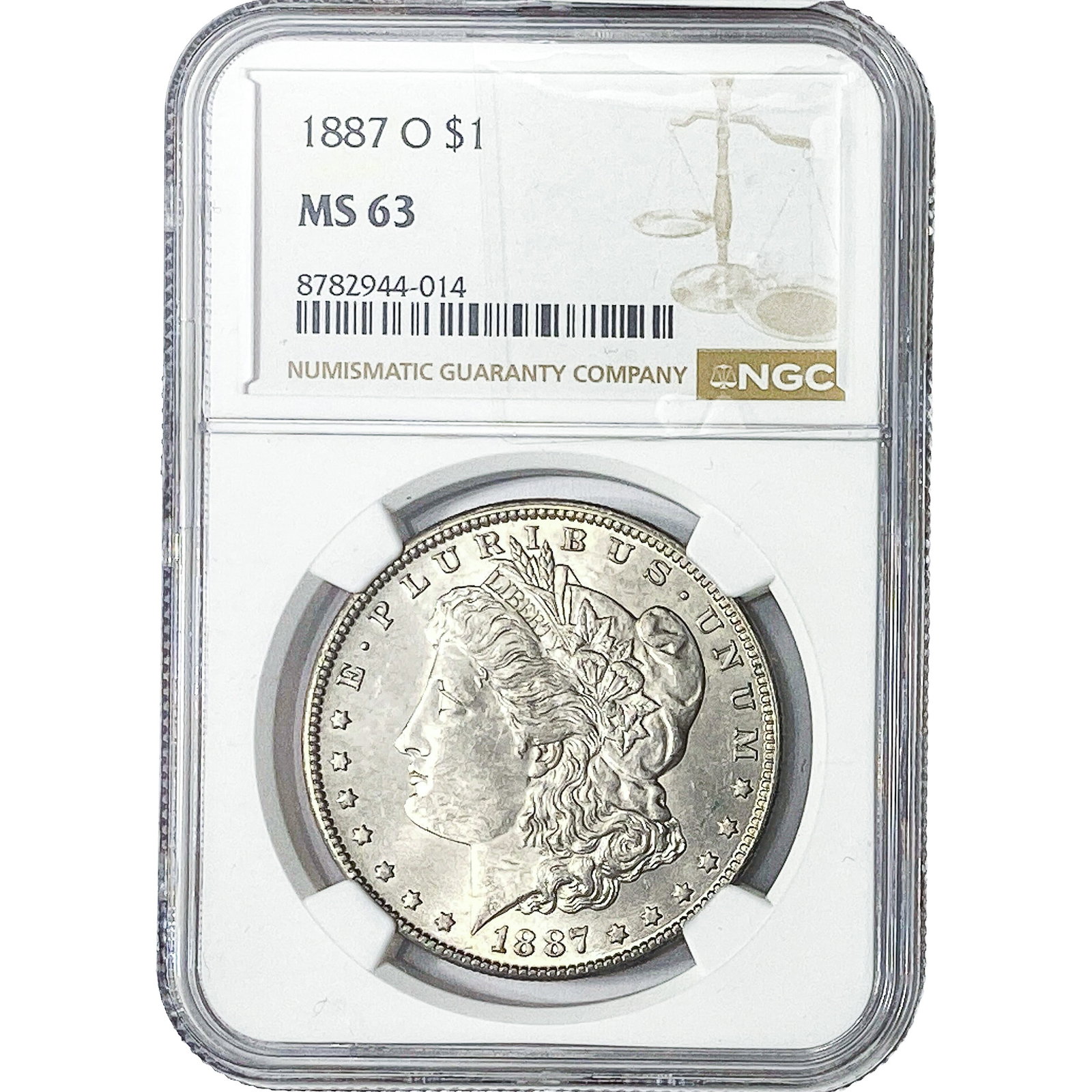 1887-O Morgan Silver Dollar NGC MS63: 1887-O Morgan Silver Dollar NGC MS63