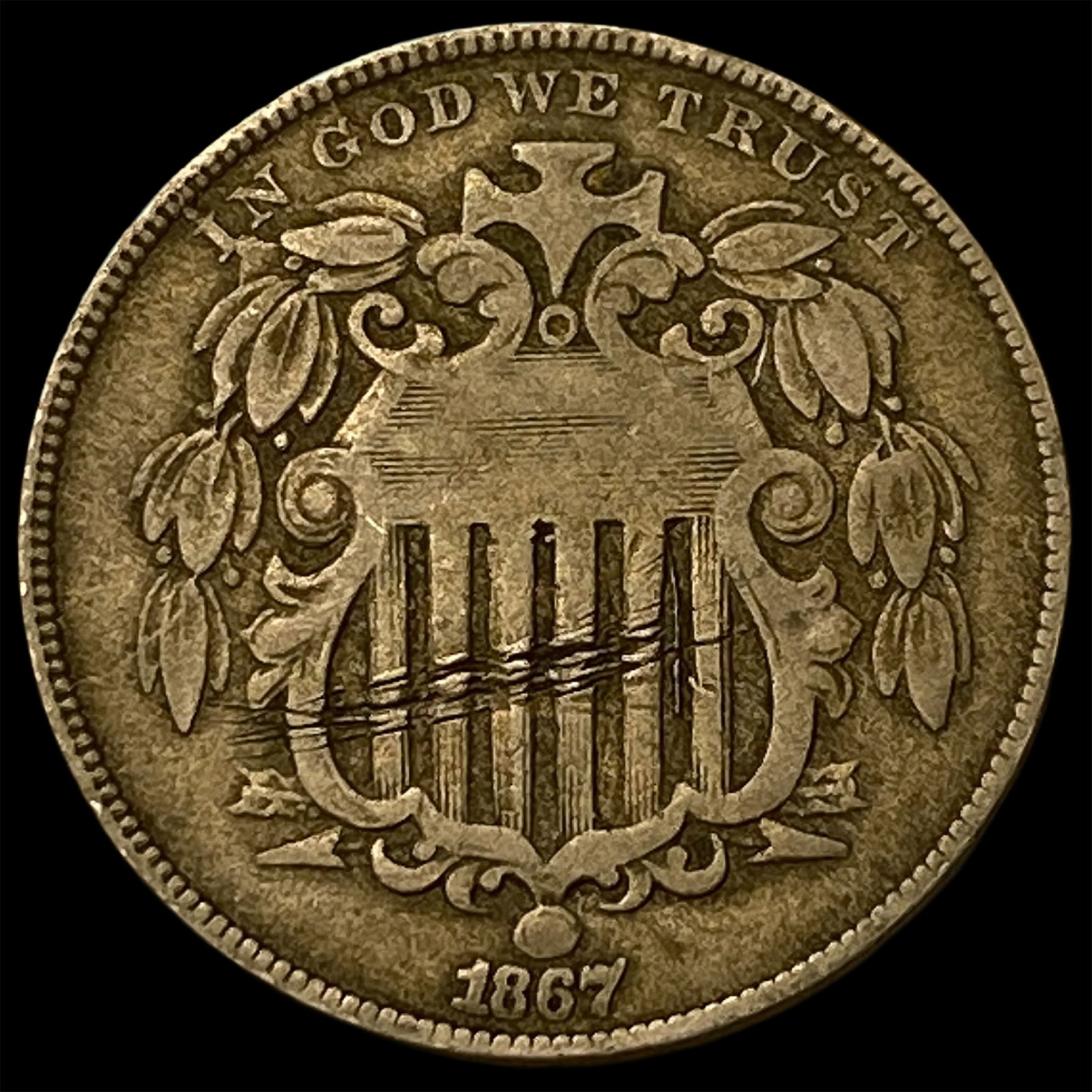 1867 Shield Nickel NICELY CIRCULATED (1 of 2)