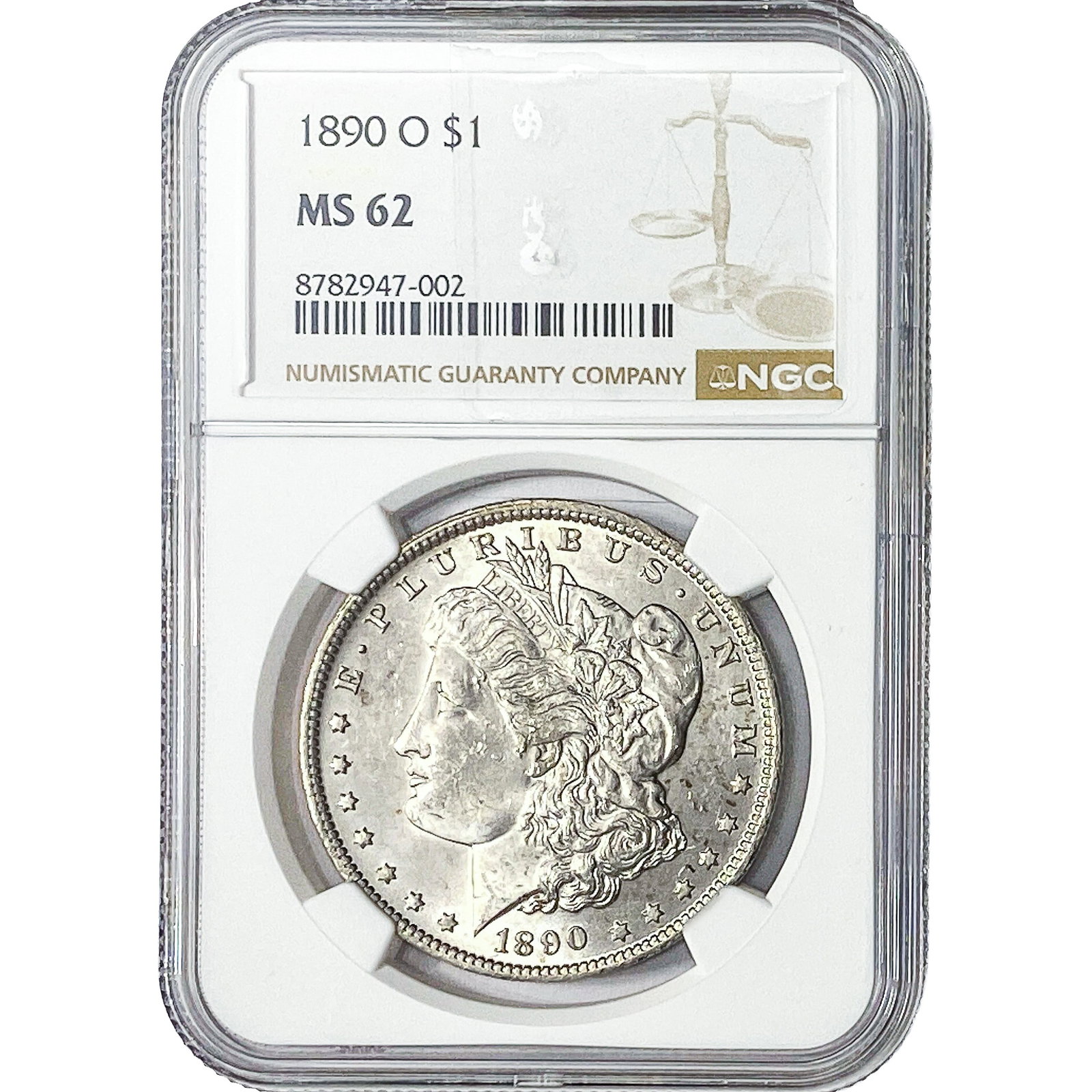 1890-O Morgan Silver Dollar NGC MS62: 1890-O Morgan Silver Dollar NGC MS62