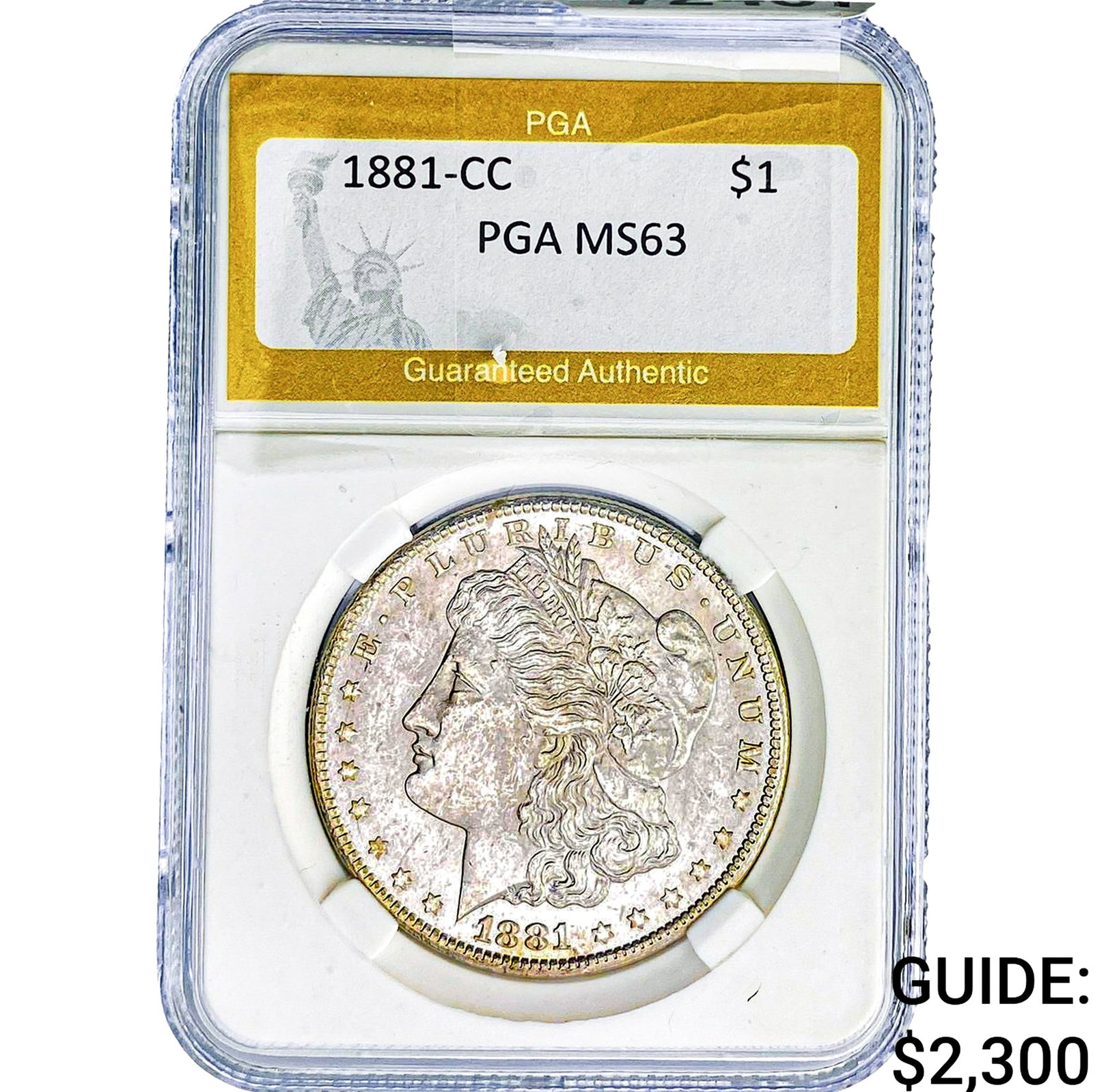 1881-CC Morgan Silver Dollar PGA MS63: 1881-CC Morgan Silver Dollar PGA MS63