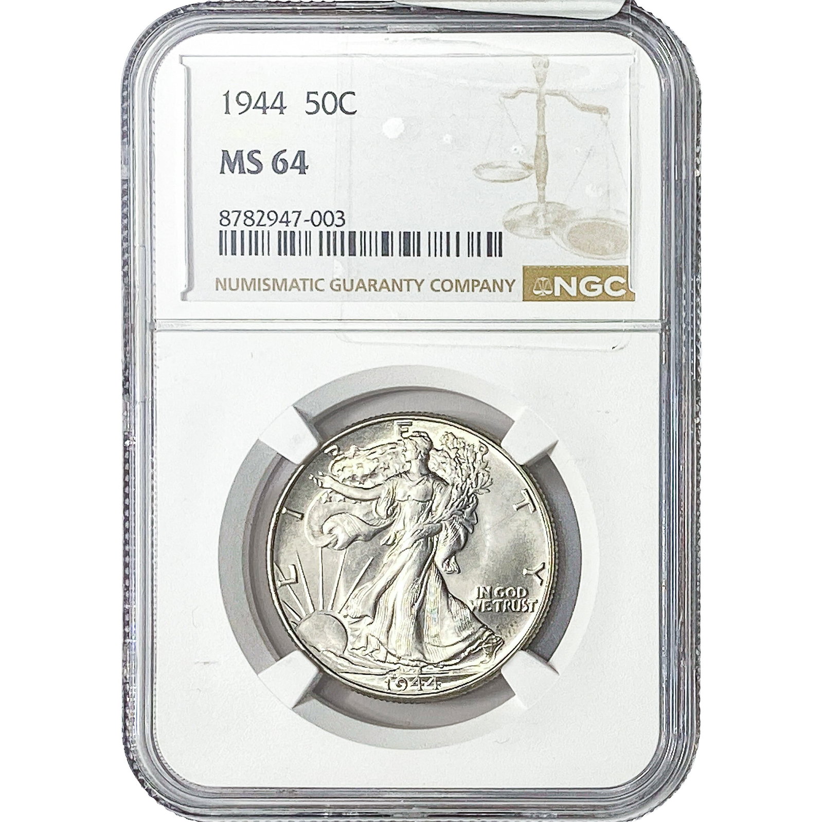 1944 Walking Liberty Half Dollar NGC MS64: 1944 Walking Liberty Half Dollar NGC MS64