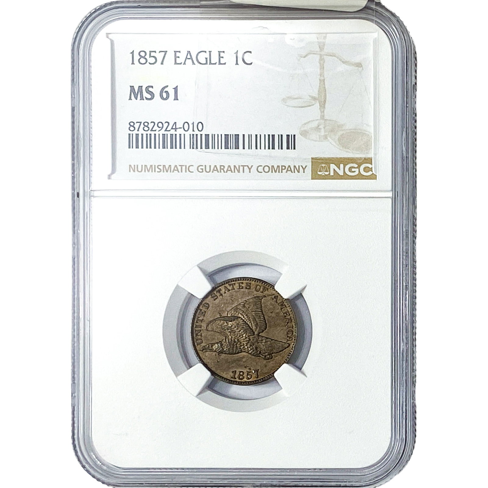 1857 Flying Eagle Cent NGC MS61: 1857 Flying Eagle Cent NGC MS61
