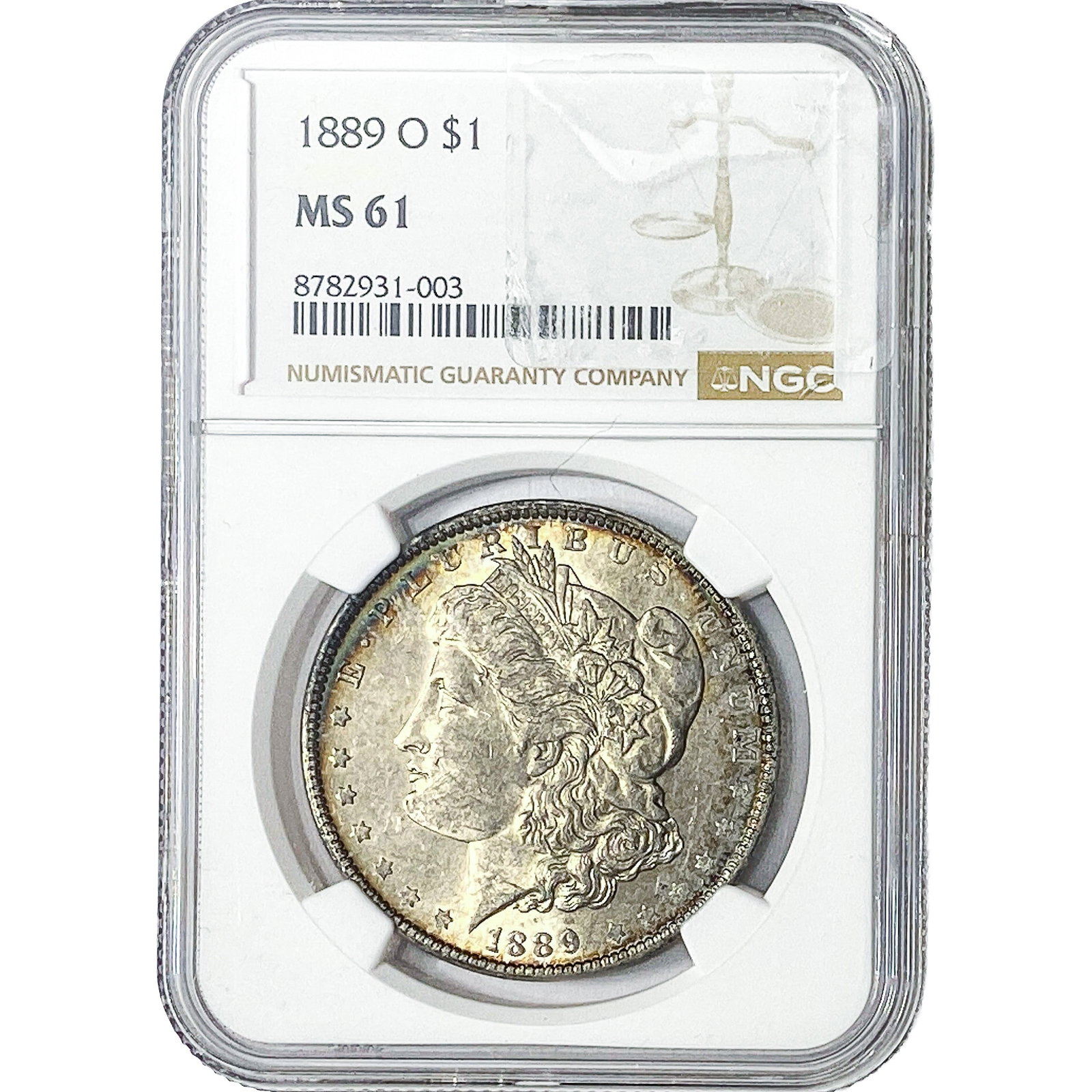 1889-O Morgan Silver Dollar NGC MS61: 1889-O Morgan Silver Dollar NGC MS61