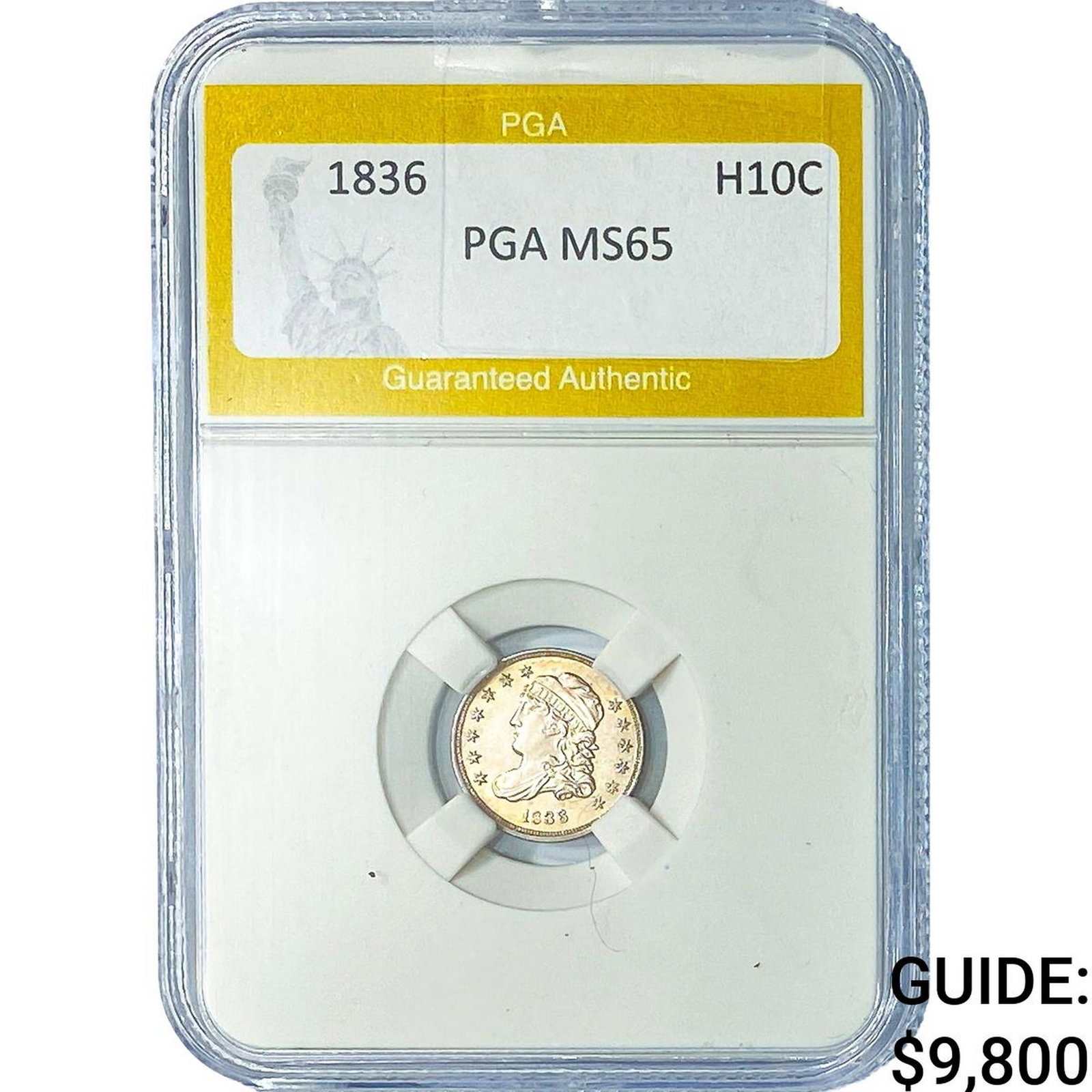 1836 Capped Bust Half Dime PGA MS65: 1836 Capped Bust Half Dime PGA MS65