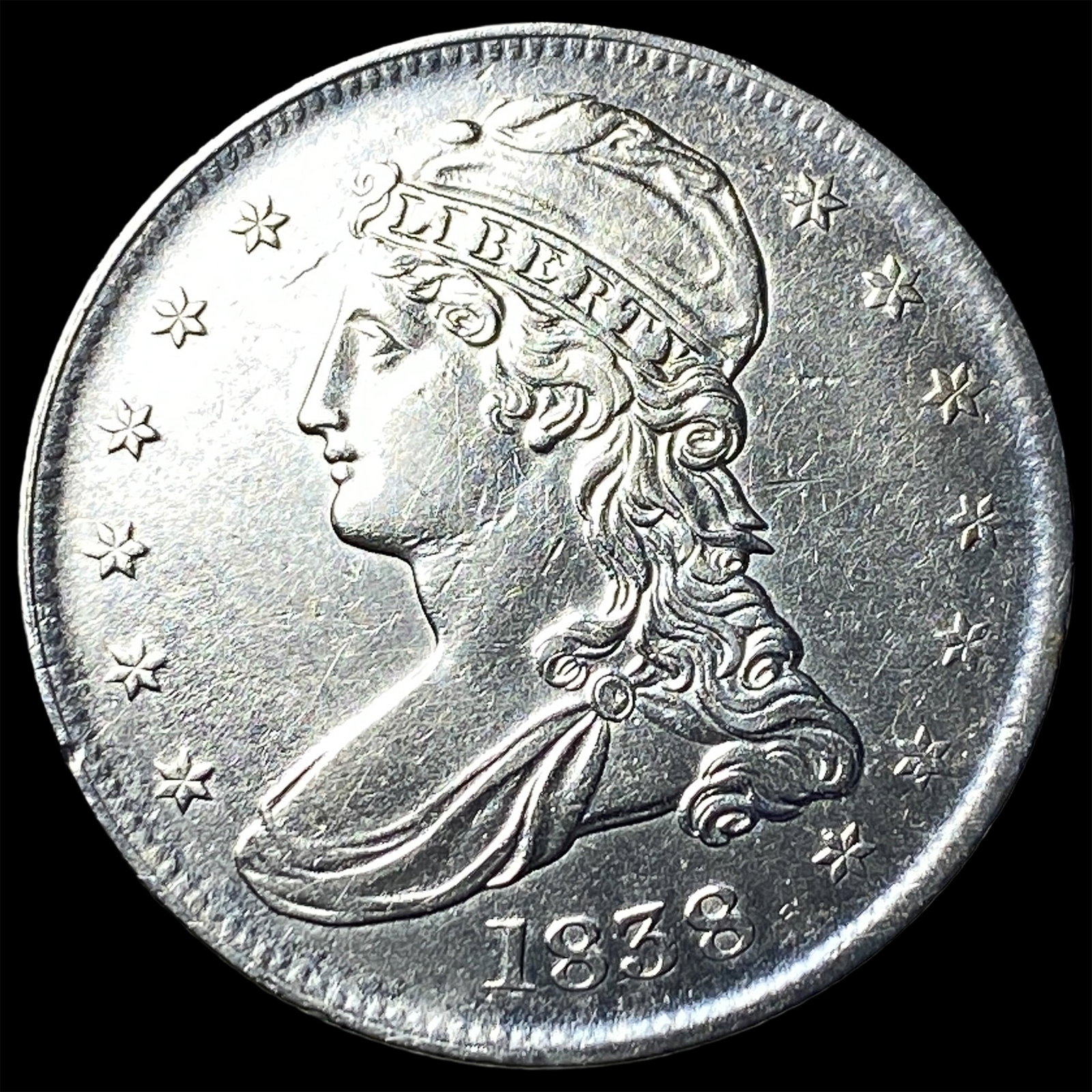 1838 Silver Half Dollar (Capped Bust) CLOSELY UNCIRCULATED (1 of 2)