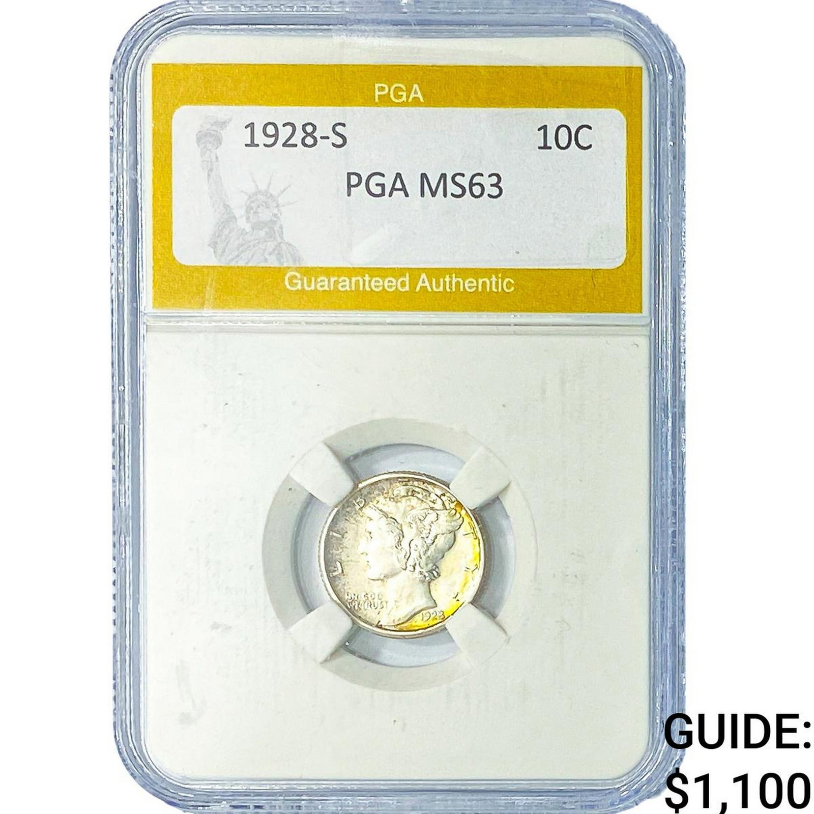 1928-S Mercury Silver Dime PGA MS63: 1928-S Mercury Silver Dime PGA MS63