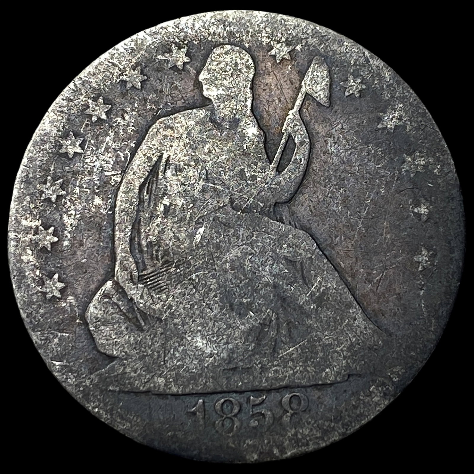 1858-O Silver Seated Liberty Half Dollar NICELY CIRCULATED: 1858-O Silver Seated Liberty Half Dollar NICELY CIRCULATED