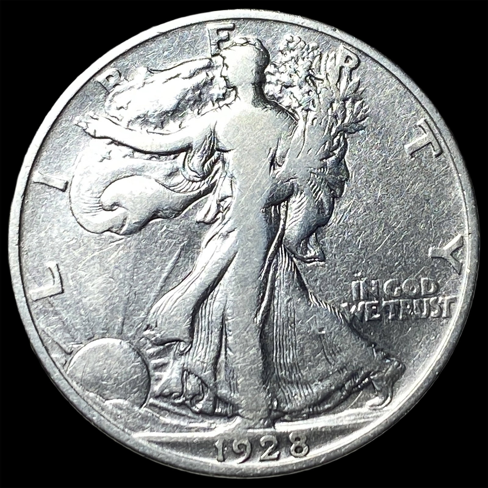 1928-S Silver Walking Liberty Half Dollar LIGHTLY CIRCULATED: 1928-S Silver Walking Liberty Half Dollar LIGHTLY CIRCULATED