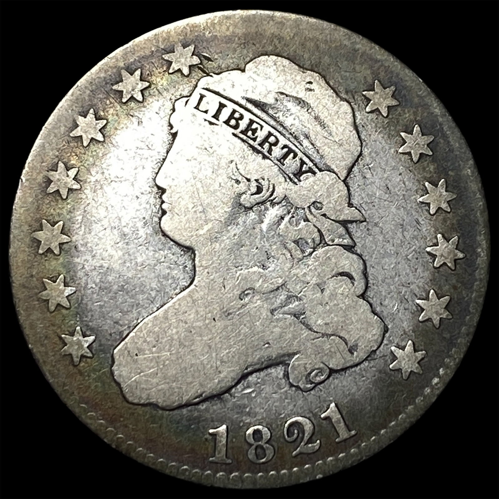 1821 Capped Bust Silver Quarter NICELY CIRCULATED: 1821 Capped Bust Silver Quarter NICELY CIRCULATED