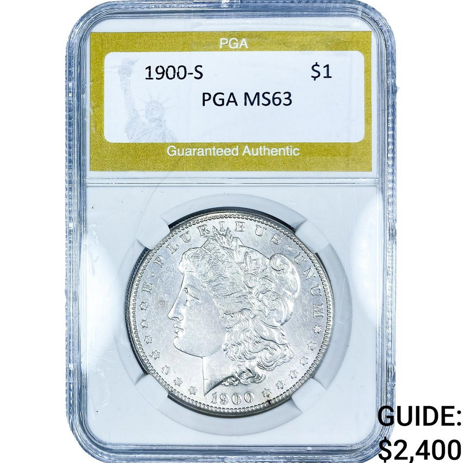 1900-S Morgan Silver Dollar PGA MS63: 1900-S Morgan Silver Dollar PGA MS63