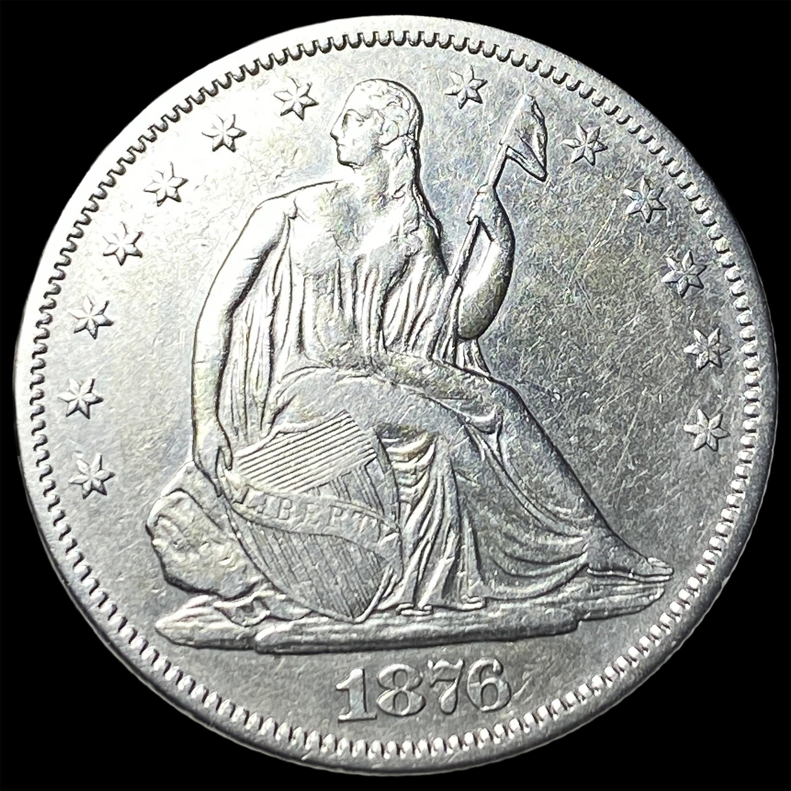1876-S Silver Seated Liberty Half Dollar NEARLY UNCIRCULATED: 1876-S Silver Seated Liberty Half Dollar NEARLY UNCIRCULATED