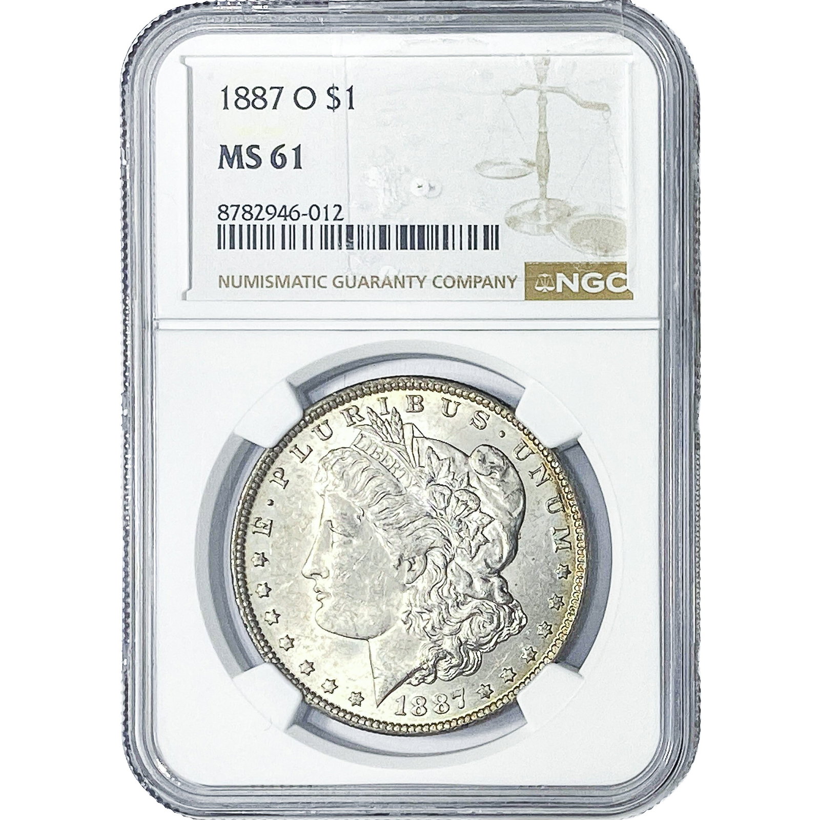 1887-O Morgan Silver Dollar NGC MS61: 1887-O Morgan Silver Dollar NGC MS61