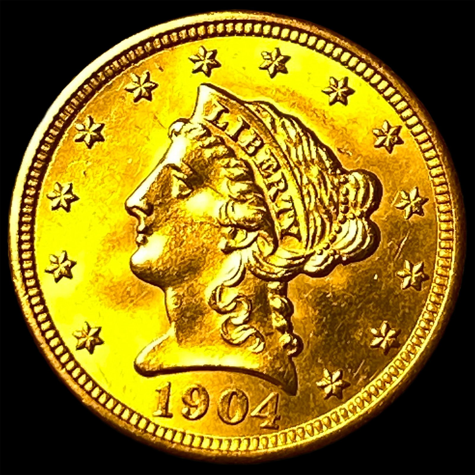 1904 Liberty Head Gold $2.5 Quarter Eagle UNCIRCULATED: 1904 Liberty Head Gold $2.5 Quarter Eagle UNCIRCULATED