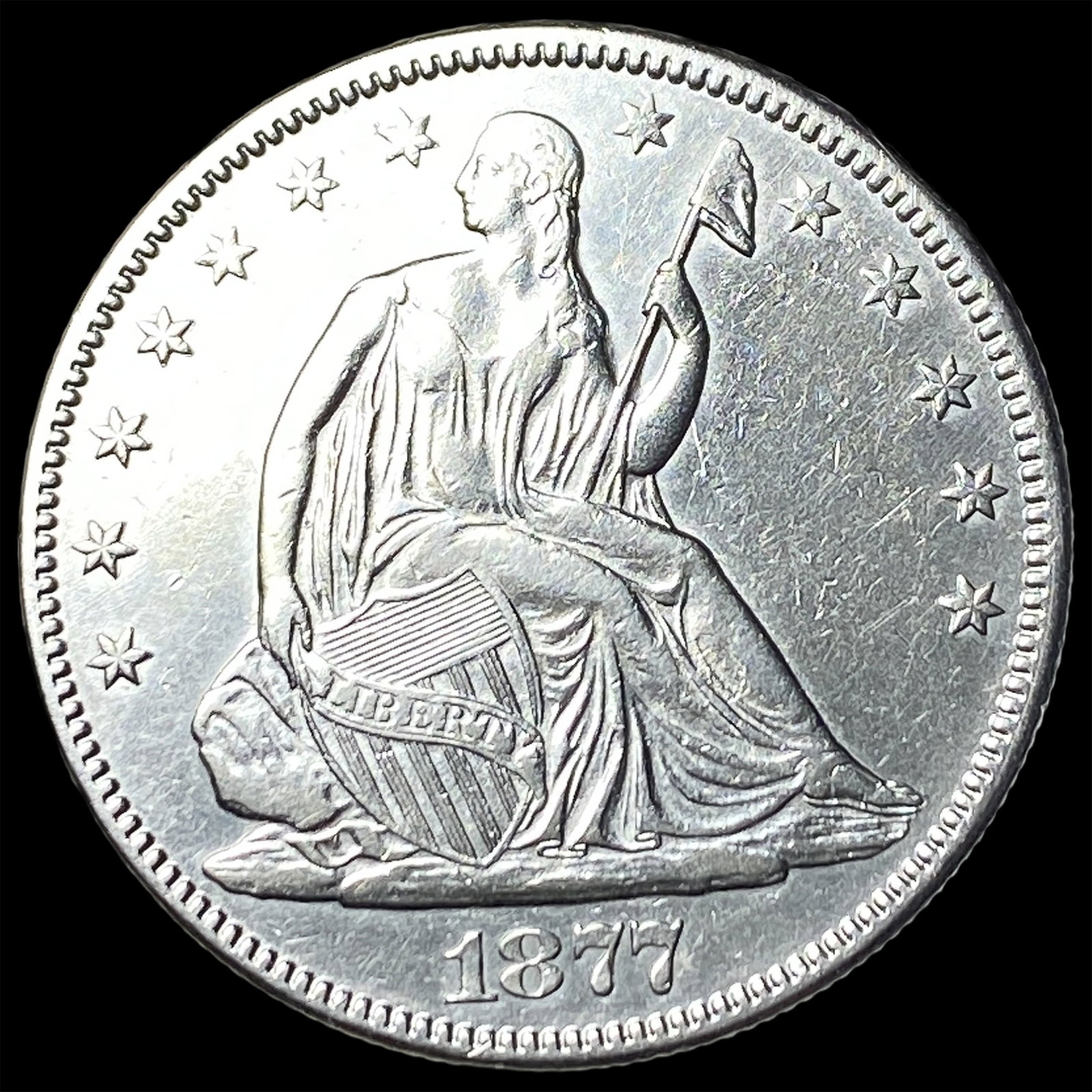1877 Seated Liberty Half Dollar CLOSELY UNCIRCULATED: 1877 Seated Liberty Half Dollar CLOSELY UNCIRCULATED
