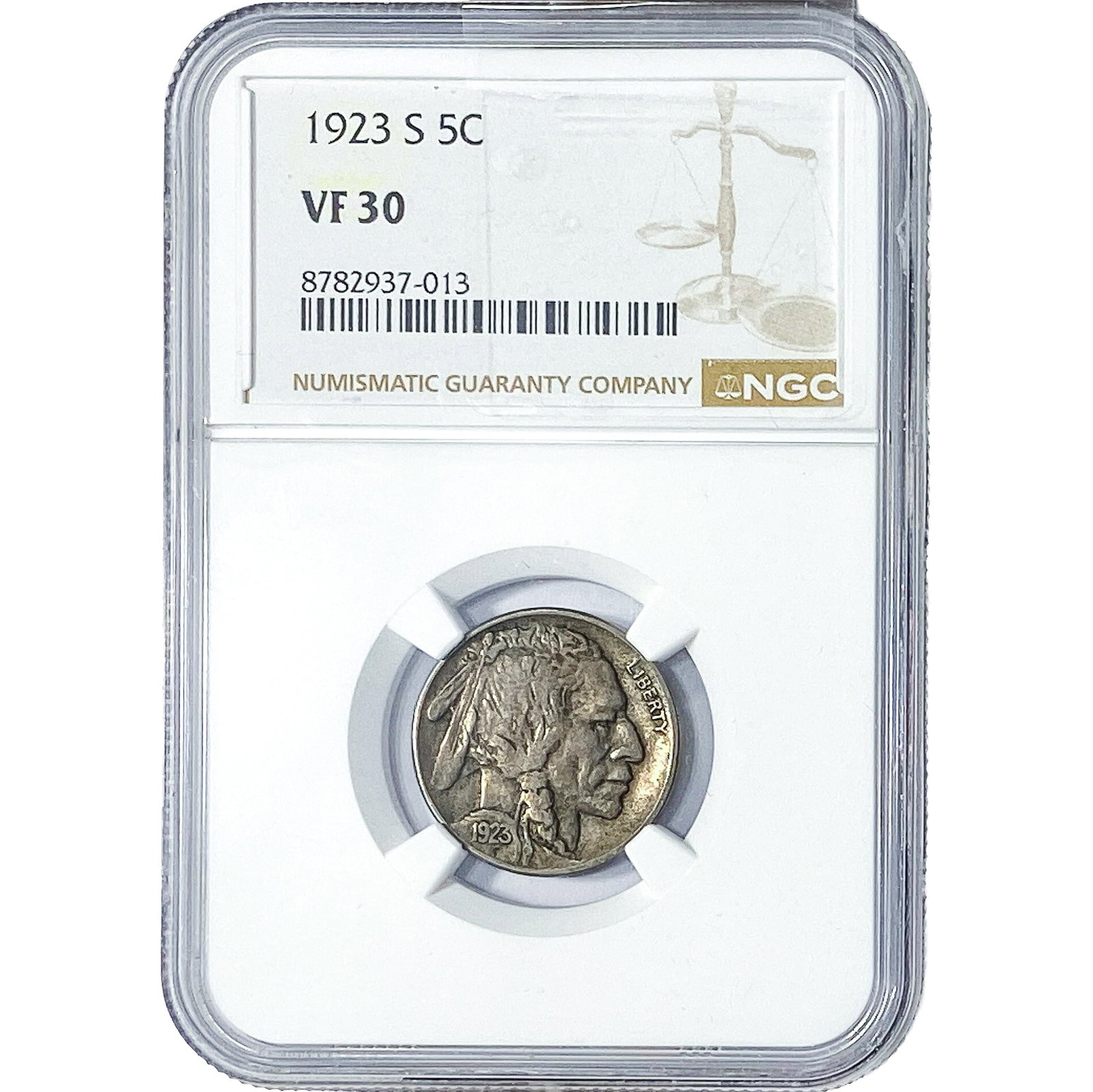 1923-S Buffalo Nickel NGC MVF30: 1923-S Buffalo Nickel NGC MVF30