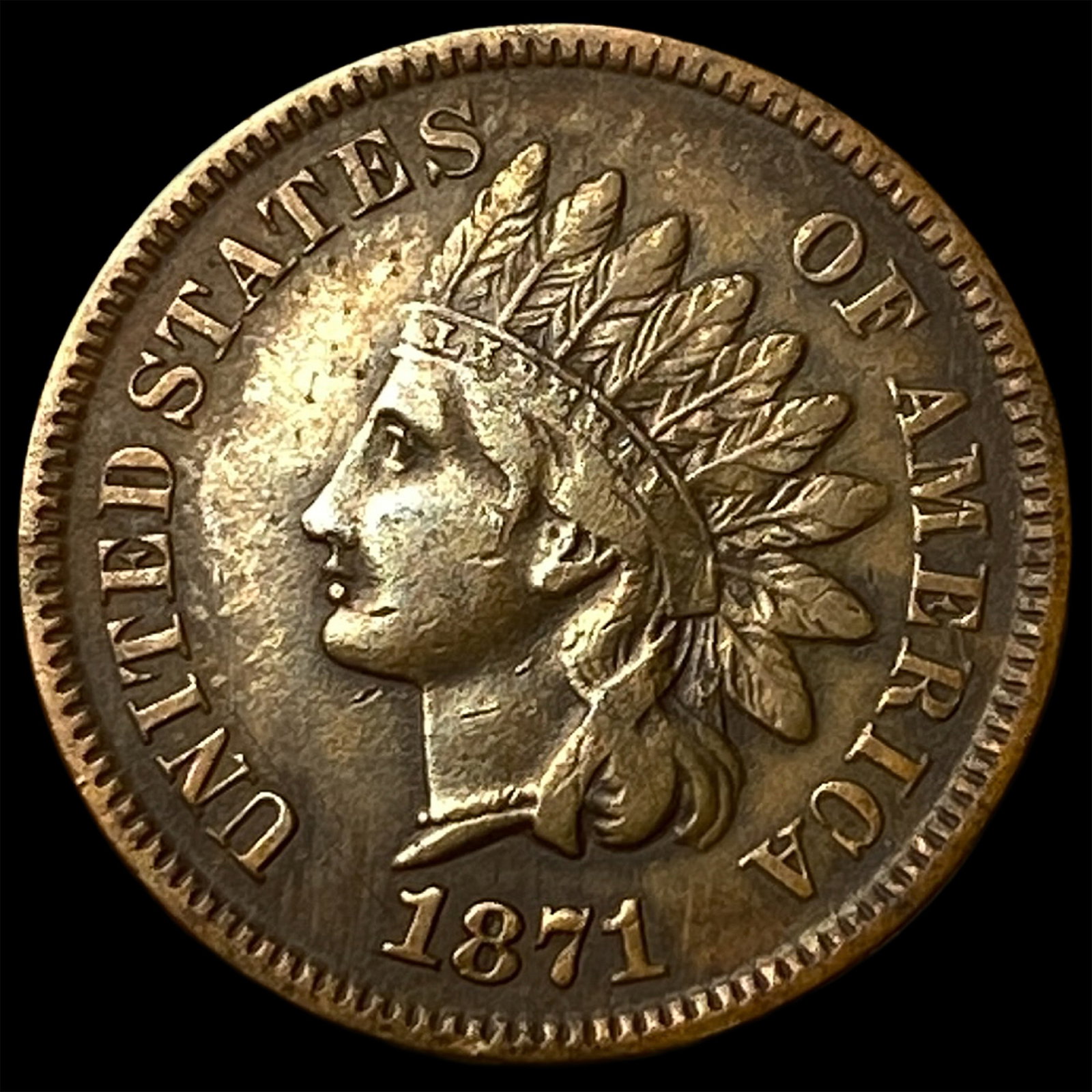 1871 Indian Head Cent NEARLY UNCIRCULATED: 1871 Indian Head Cent NEARLY UNCIRCULATED