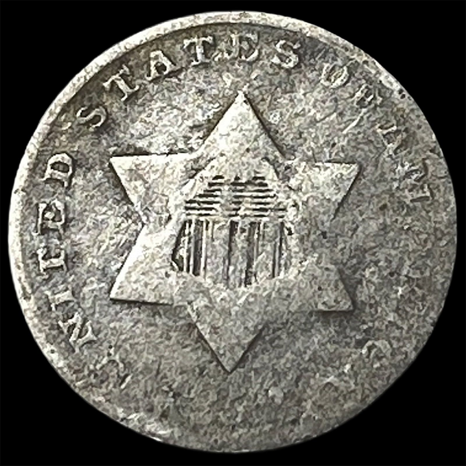 Silver 3-Cent Piece (Trime) 1851. NICELY CIRCULATED: Silver 3-Cent Piece (Trime) 1851. NICELY CIRCULATED