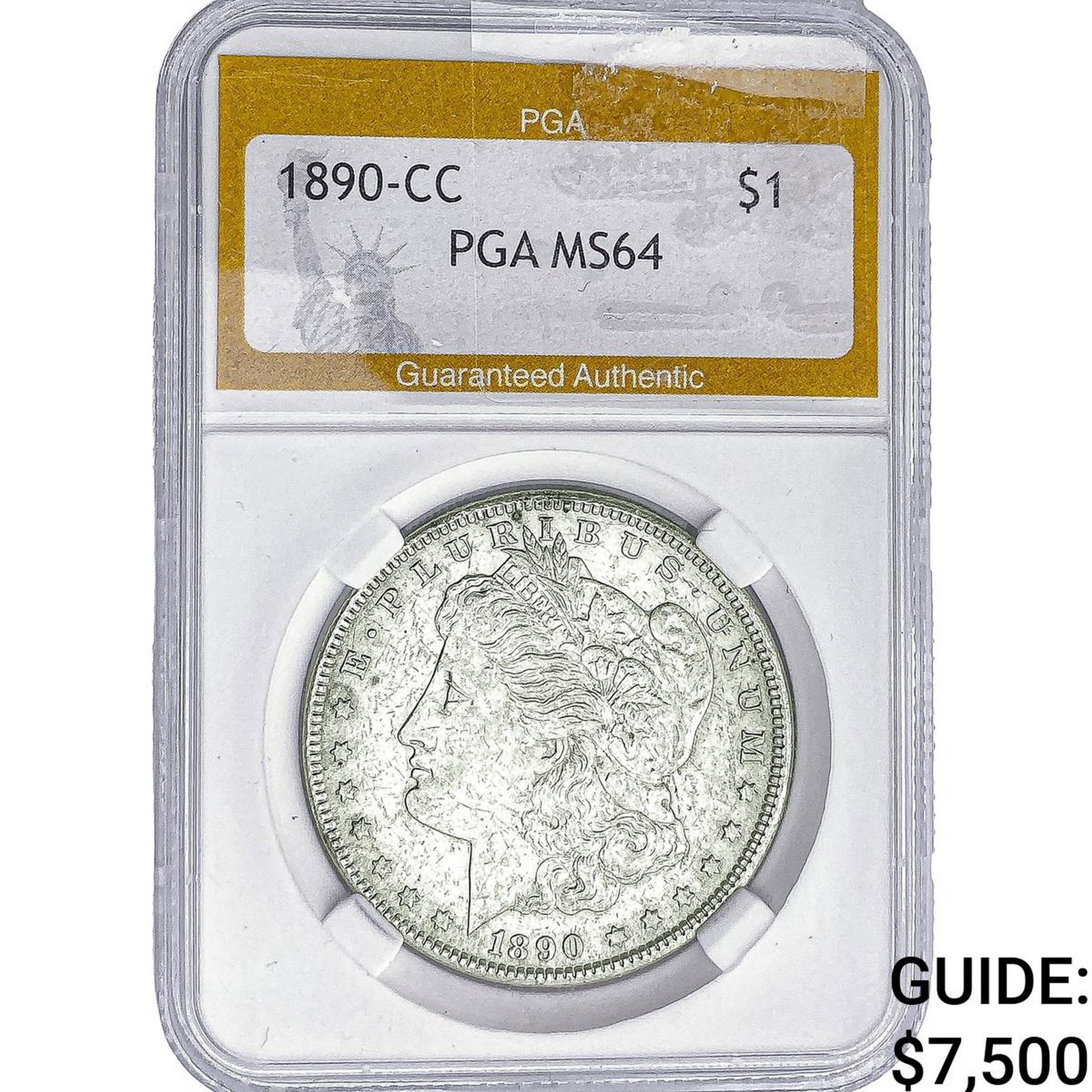 1890-CC Morgan Silver Dollar PGA MS64: 1890-CC Morgan Silver Dollar PGA MS64