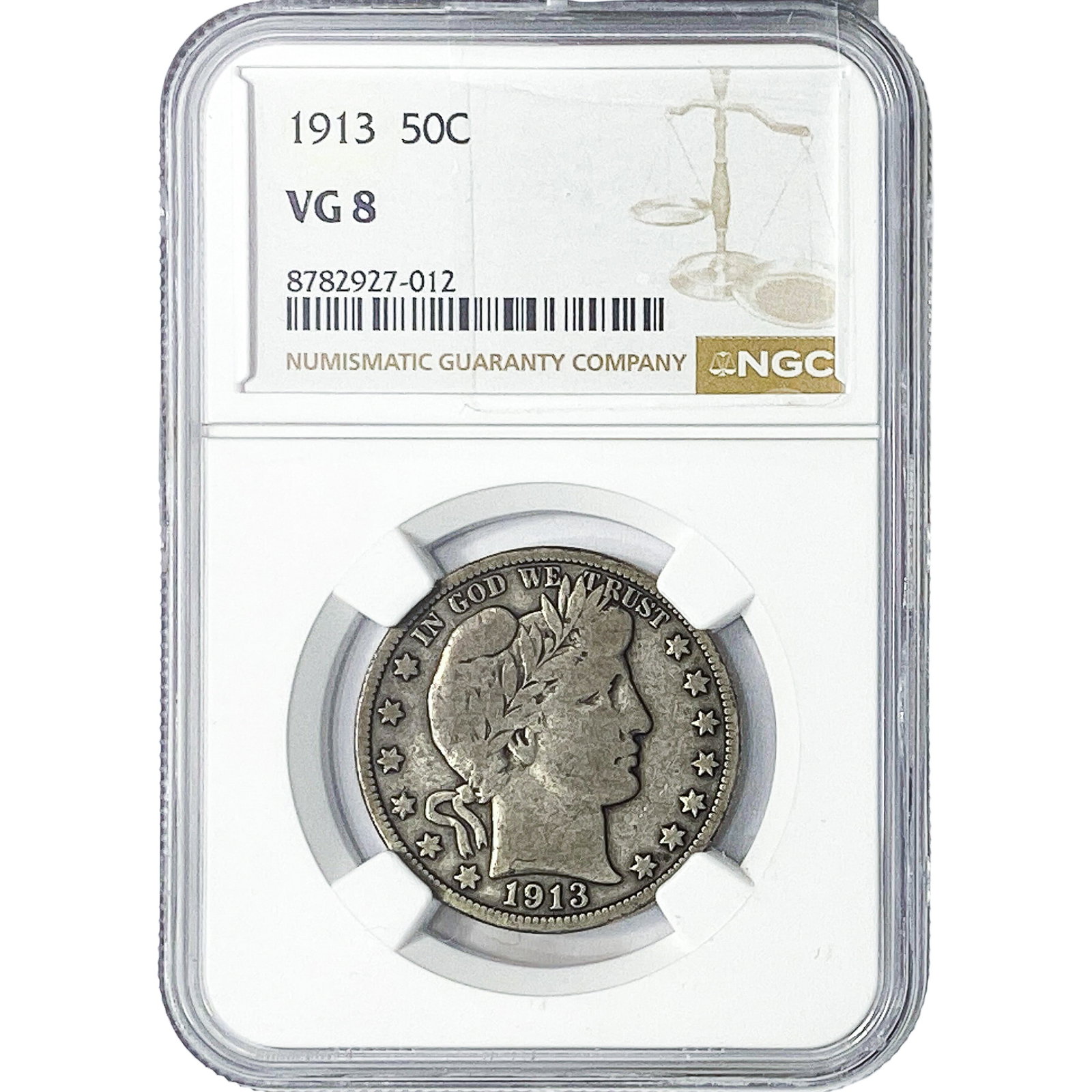 1913 Barber Half Dollar NGC VG8: 1913 Barber Half Dollar NGC VG8