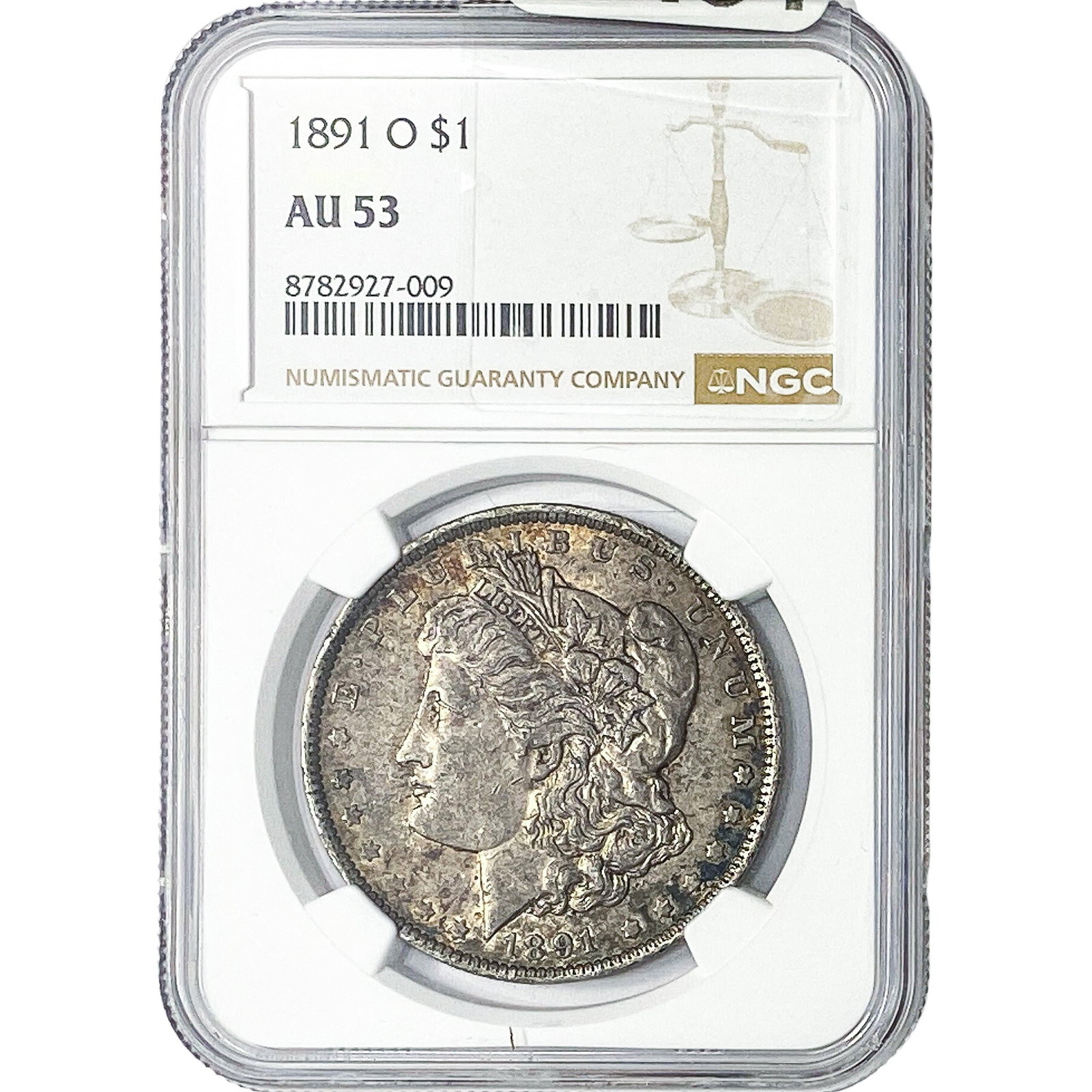 1891-O Morgan Silver Dollar NGC AU58: 1891-O Morgan Silver Dollar NGC AU58