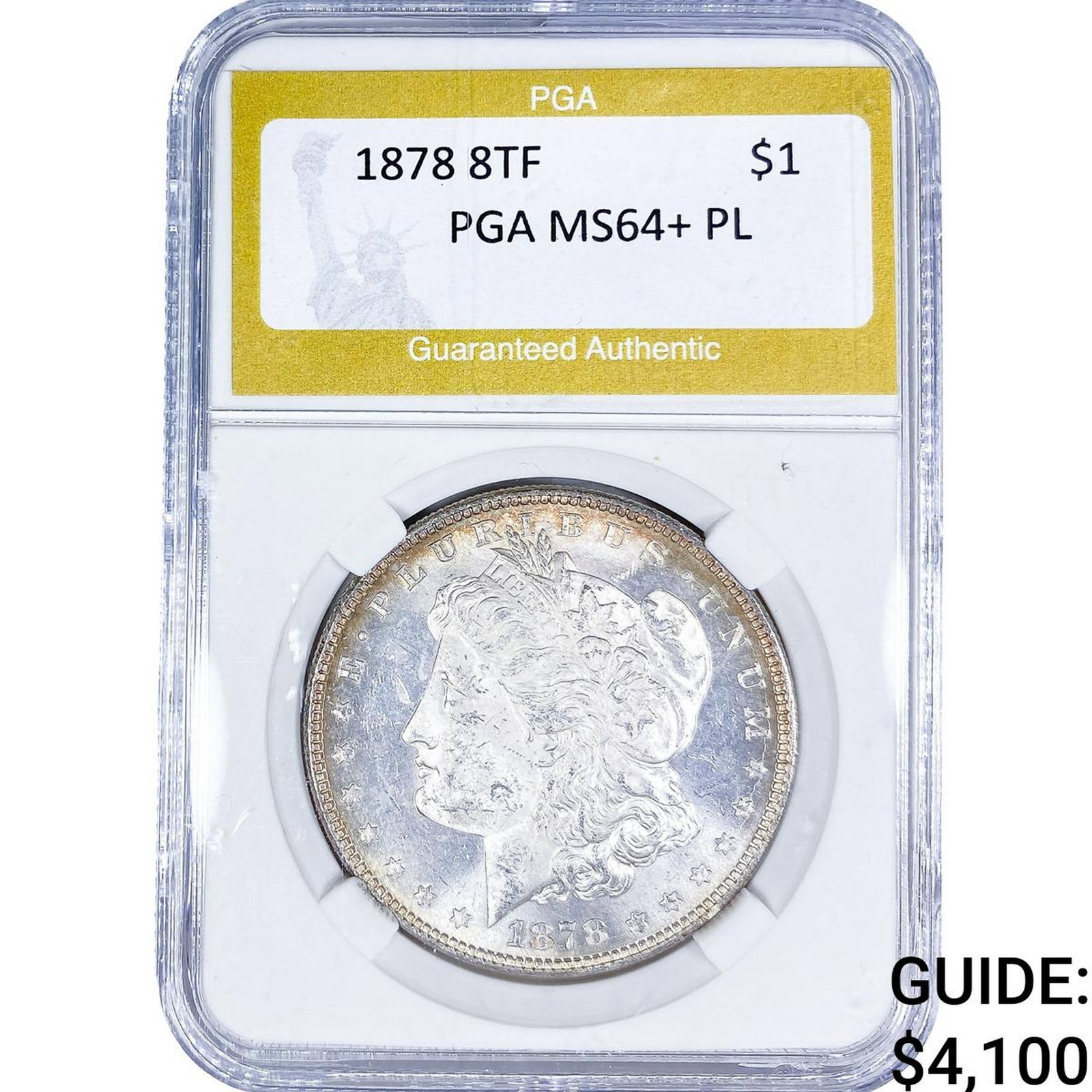 1878 8TF Morgan Silver Dollar PGA MS64+ PL: 1878 8TF Morgan Silver Dollar PGA MS64+ PL