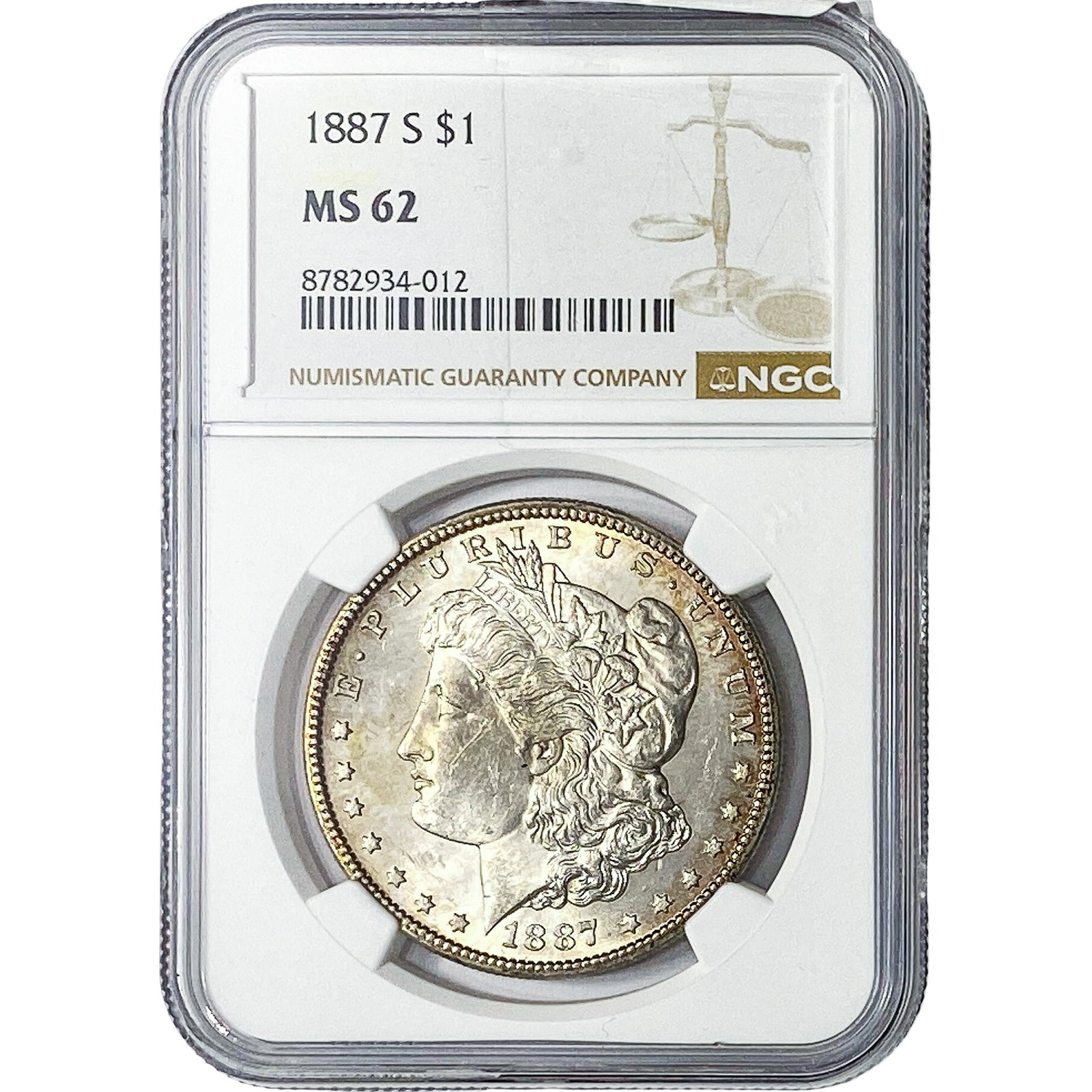 1887-S Morgan Silver Dollar NGC MS62: 1887-S Morgan Silver Dollar NGC MS62
