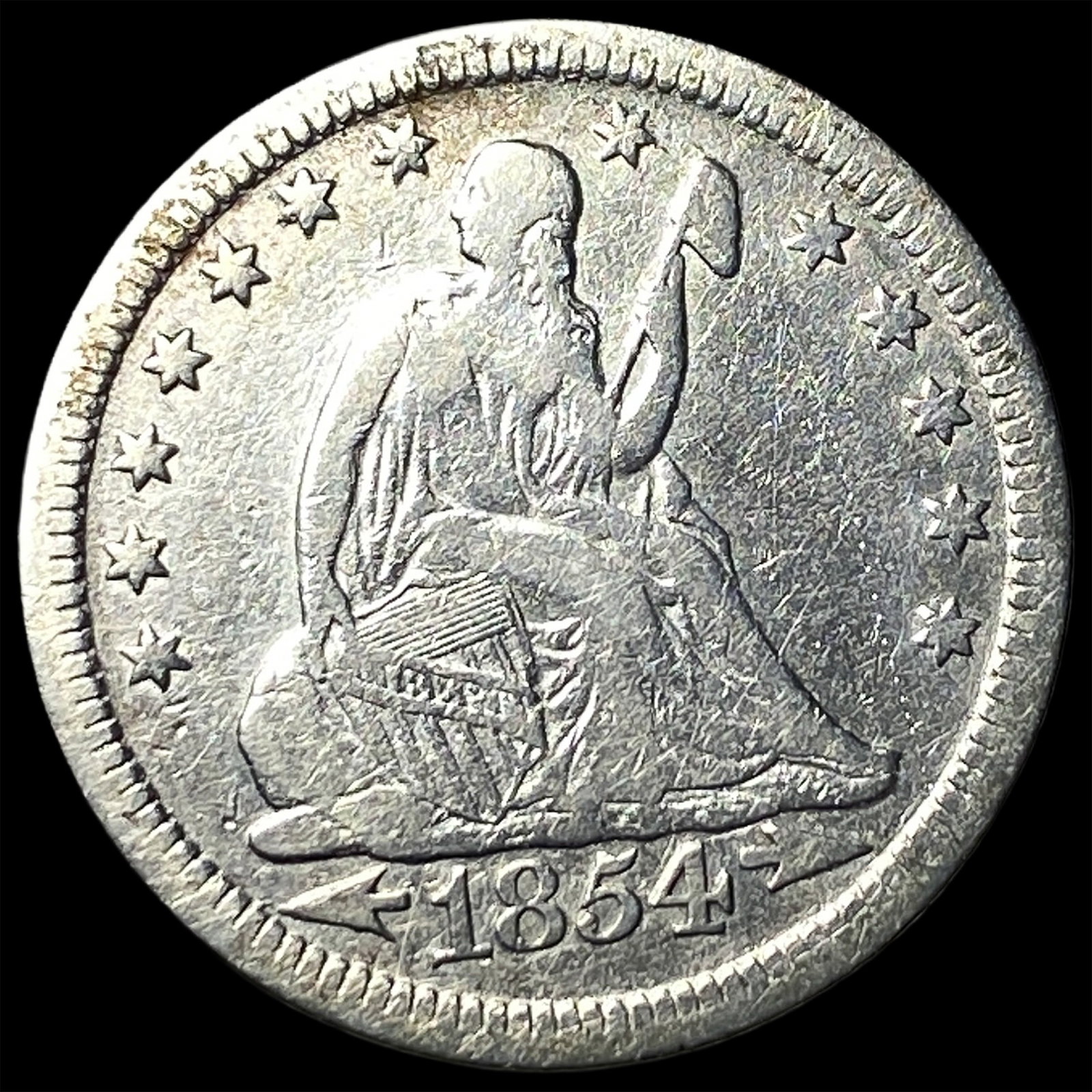 1854 Arrows Seated Liberty Quarter LIGHTLY CIRCULATED: 1854 Arrows Seated Liberty Quarter LIGHTLY CIRCULATED