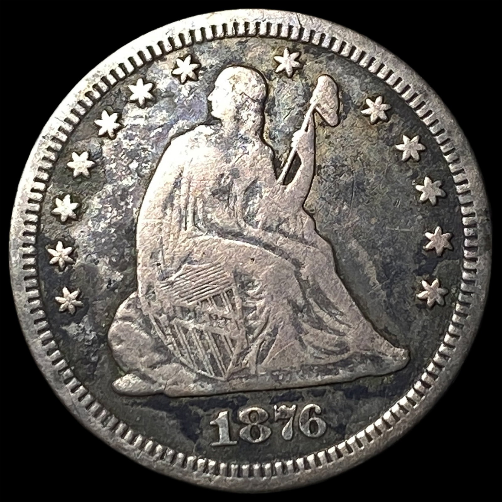 1876-CC Silver Quarter Dollar LIGHTLY CIRCULATED: 1876-CC Silver Quarter Dollar LIGHTLY CIRCULATED