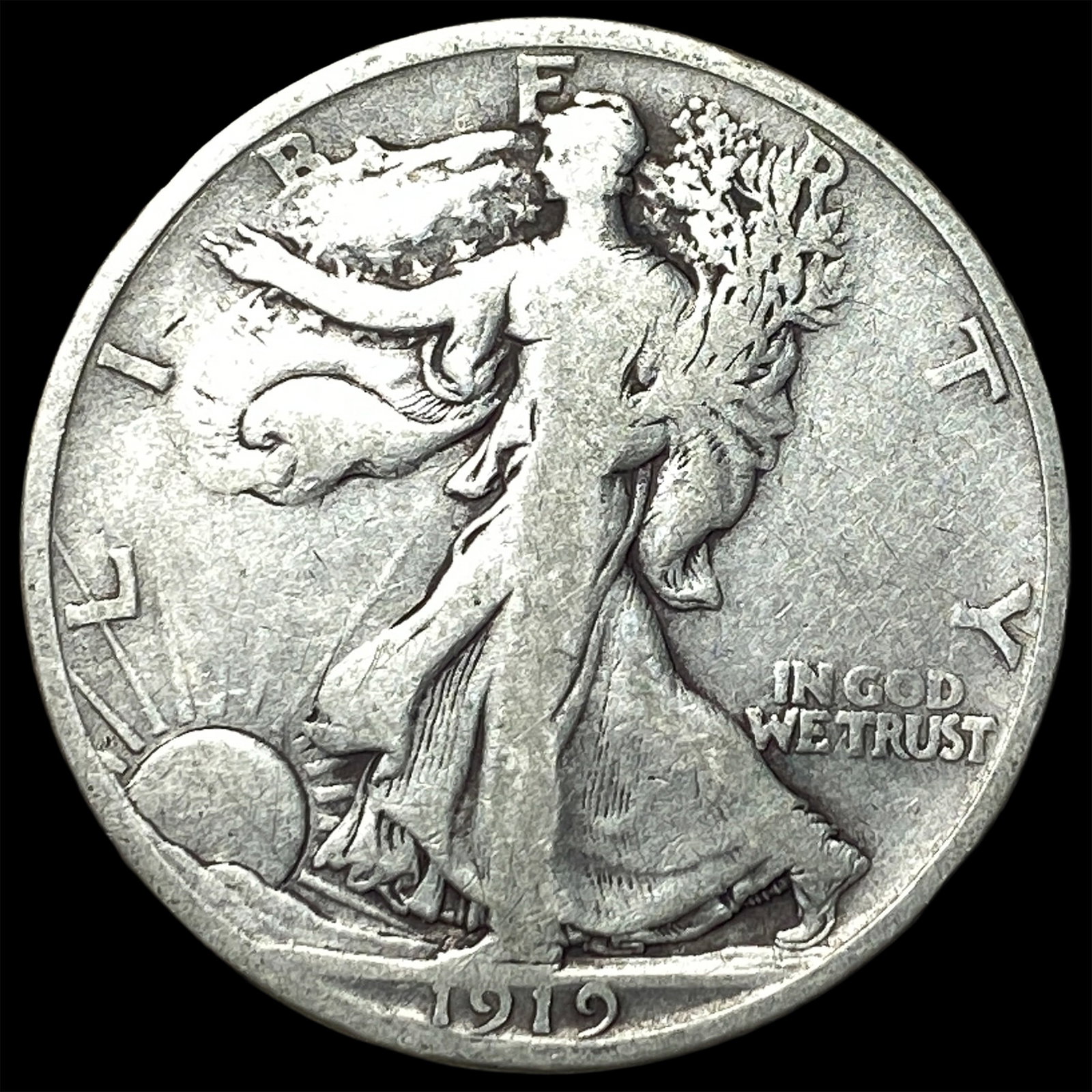 1919-S Silver Walking Liberty Half Dollar LIGHTLY CIRCULATED: 1919-S Silver Walking Liberty Half Dollar LIGHTLY CIRCULATED