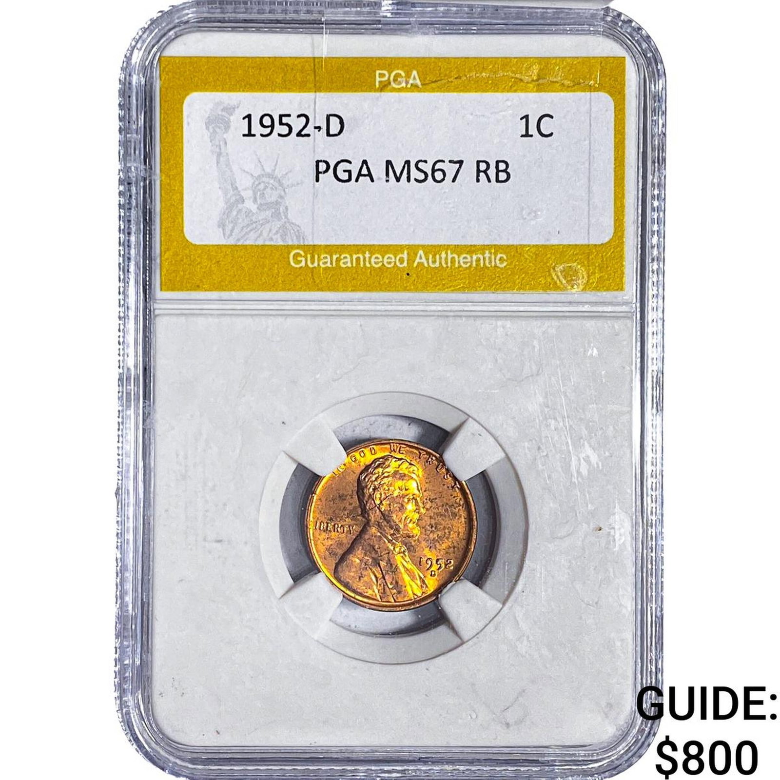 1952-D Wheat Cent PGA MS67 RB: 1952-D Wheat Cent PGA MS67 RB