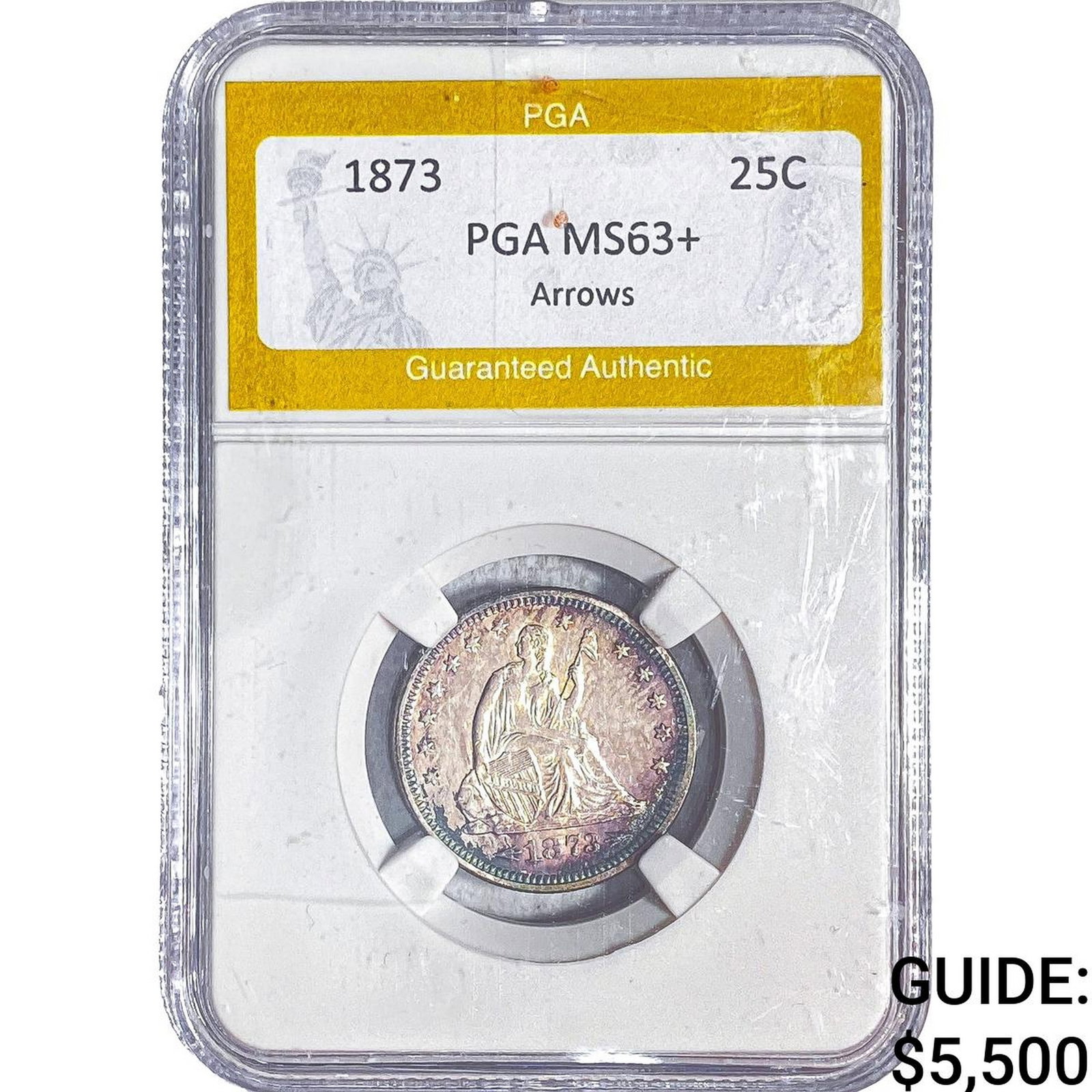 1873 Seated Liberty Quarter PGA MS63+ Arrows: 1873 Seated Liberty Quarter PGA MS63+ Arrows