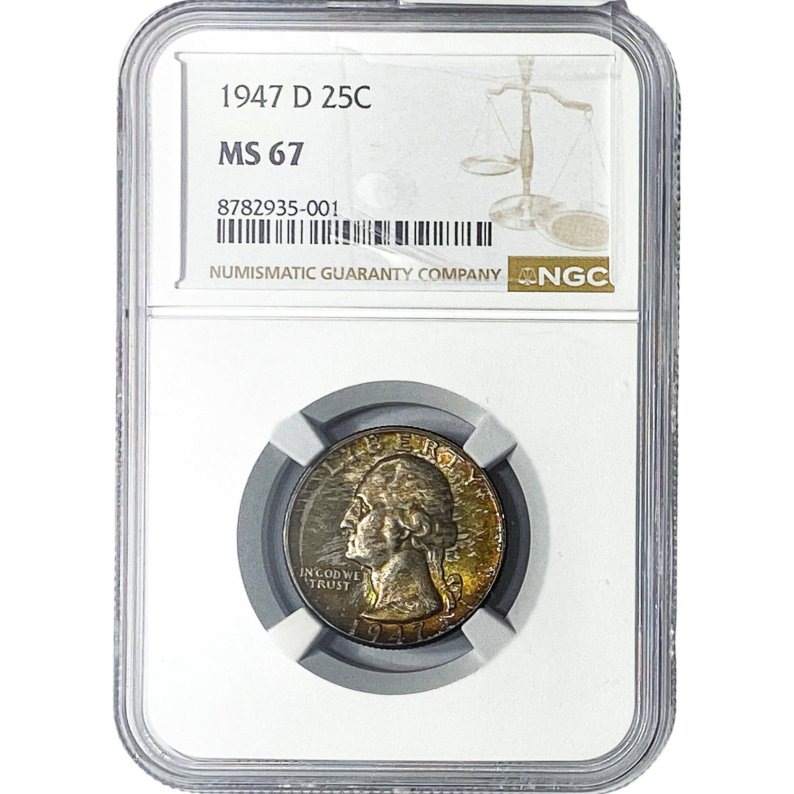 1947-D Washington Silver Quarter NGC MS67: 1947-D Washington Silver Quarter NGC MS67