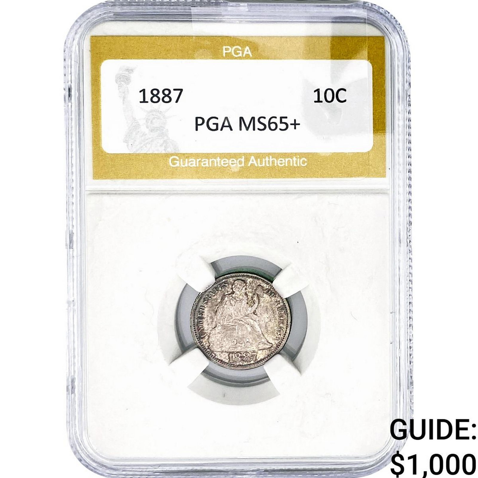 1887 Seated Liberty Dime PGA MS65+: 1887 Seated Liberty Dime PGA MS65+
