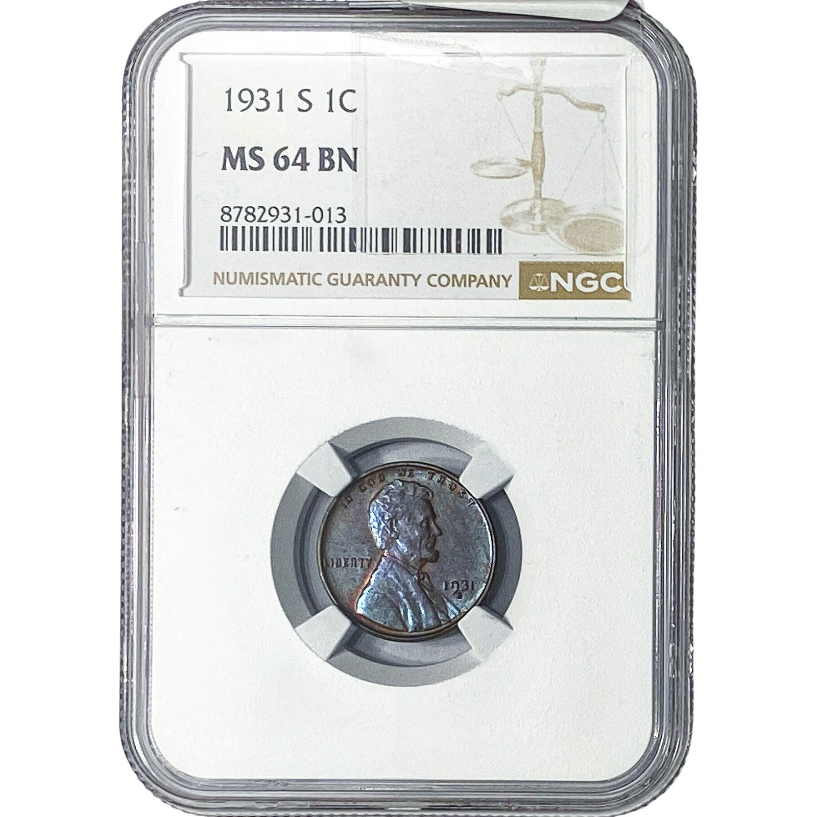 1931-S Wheat Cent NGC MS64 BN: 1931-S Wheat Cent NGC MS64 BN