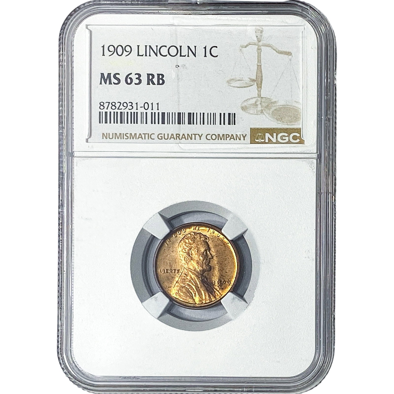 1909 Wheat Cent NGC MS63 RB: 1909 Wheat Cent NGC MS63 RB