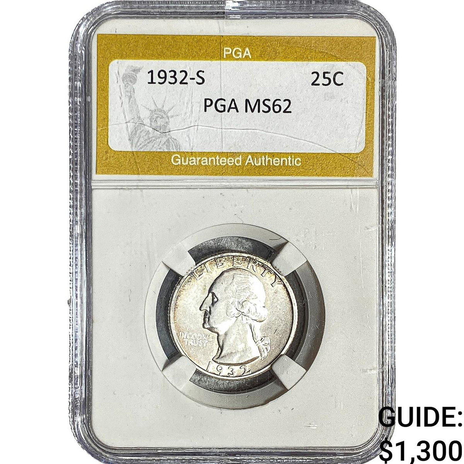 1932-S Washington Silver Quarter PGA MS62: 1932-S Washington Silver Quarter PGA MS62