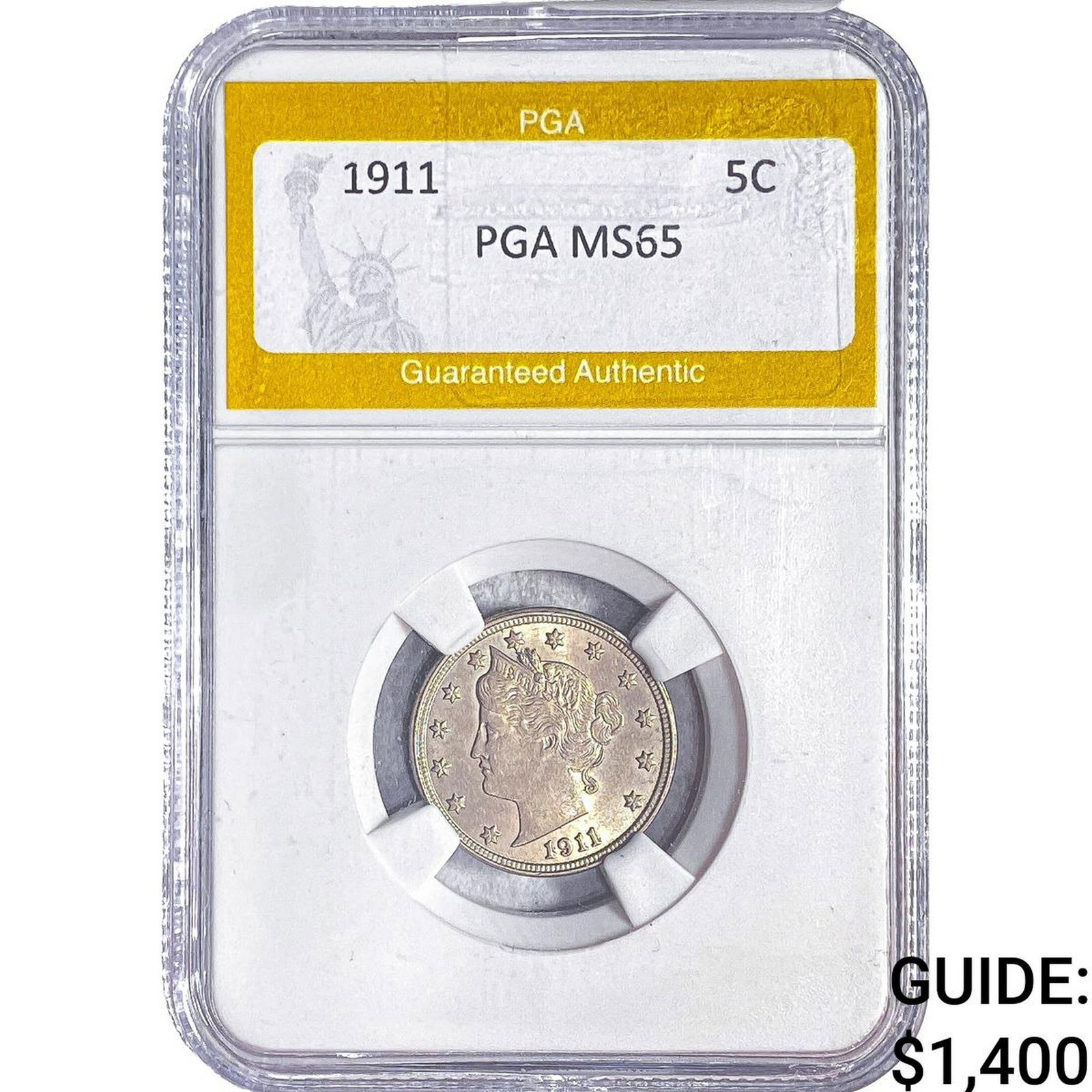 1911 Liberty Victory Nickel PGA MS65: 1911 Liberty Victory Nickel PGA MS65