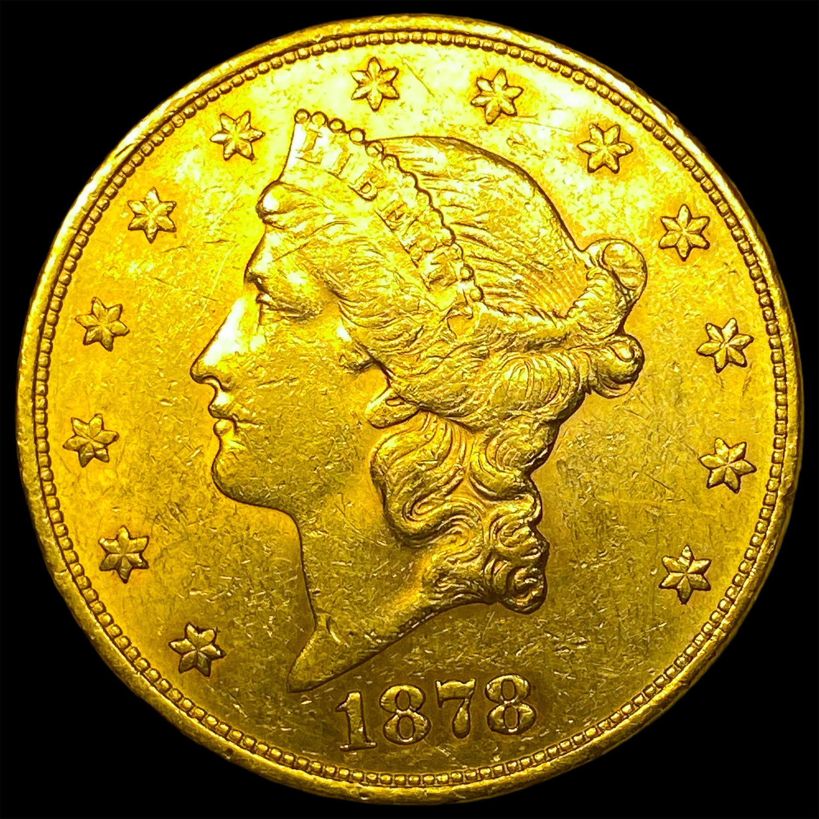 1878 Liberty Head Double Eagle $20 Gold CLOSELY UNCIRCULATED: 1878 Liberty Head Double Eagle $20 Gold CLOSELY UNCIRCULATED