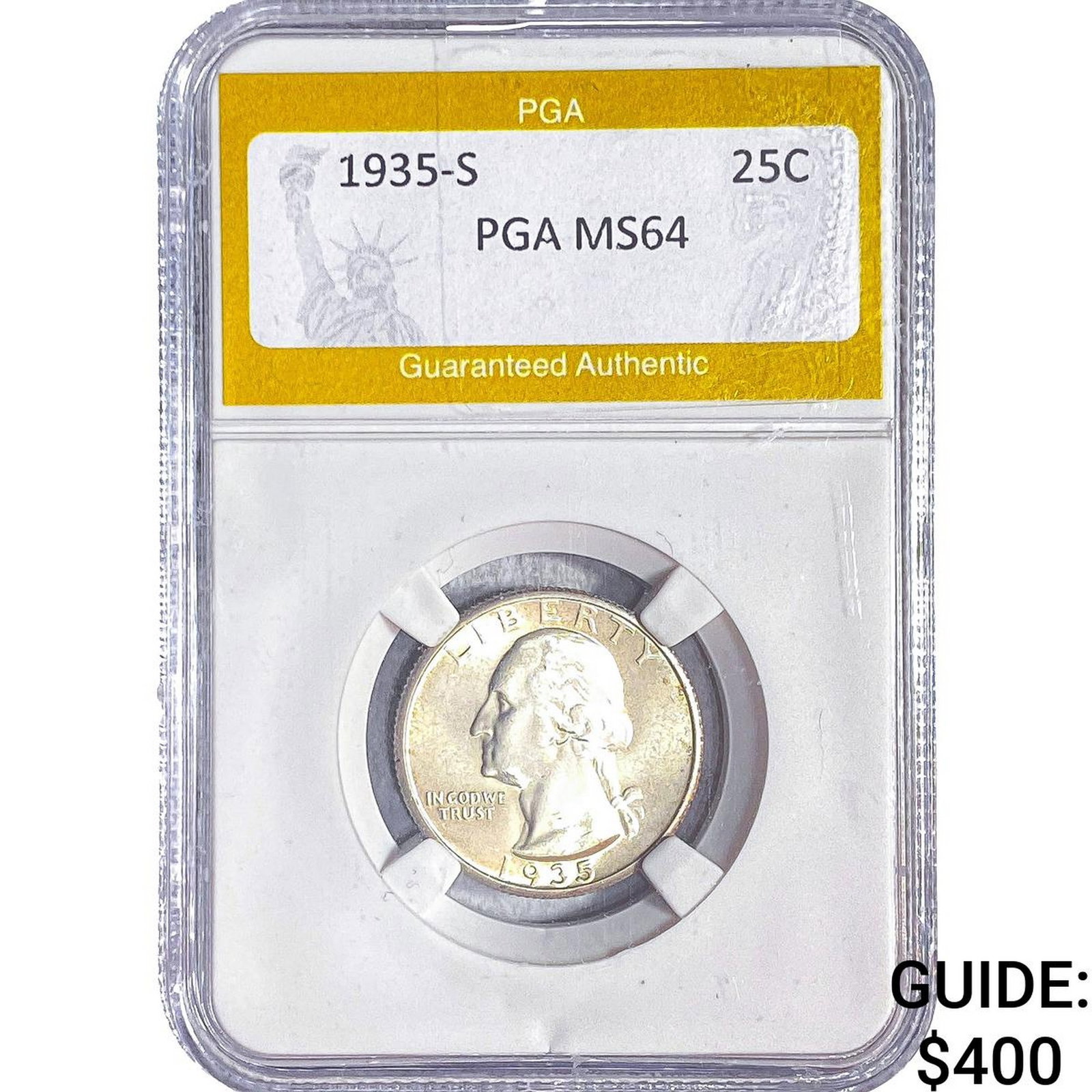 1935-S Washington Silver Quarter PGA MS64: 1935-S Washington Silver Quarter PGA MS64