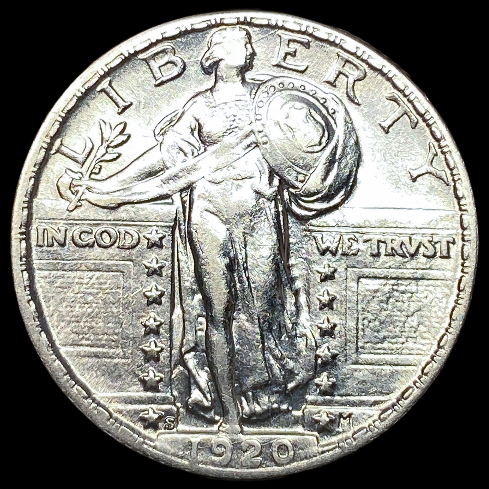 1920-S Silver Standing Liberty Quarter CHOICE AU: 1920-S Silver Standing Liberty Quarter CHOICE AU