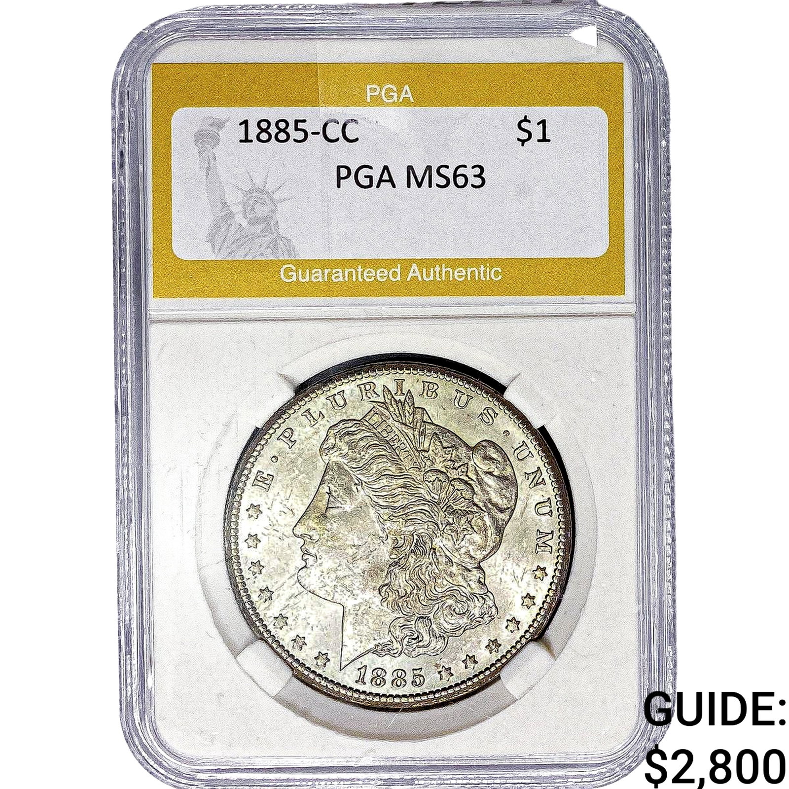 1885-CC Morgan Silver Dollar PGA MS63: 1885-CC Morgan Silver Dollar PGA MS63