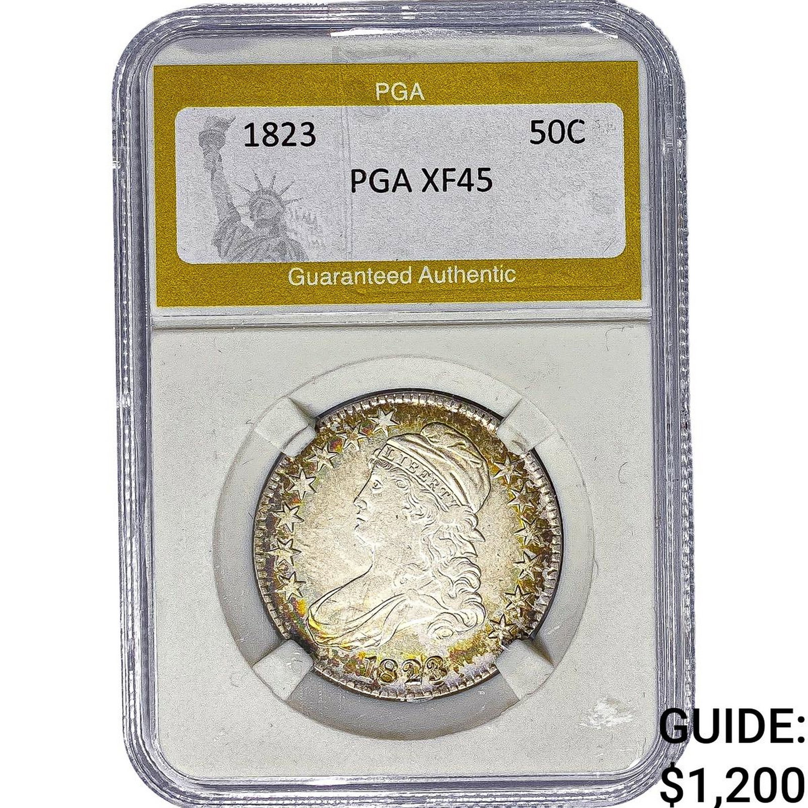 1823 Capped Bust Half Dollar PGA XF45: 1823 Capped Bust Half Dollar PGA XF45