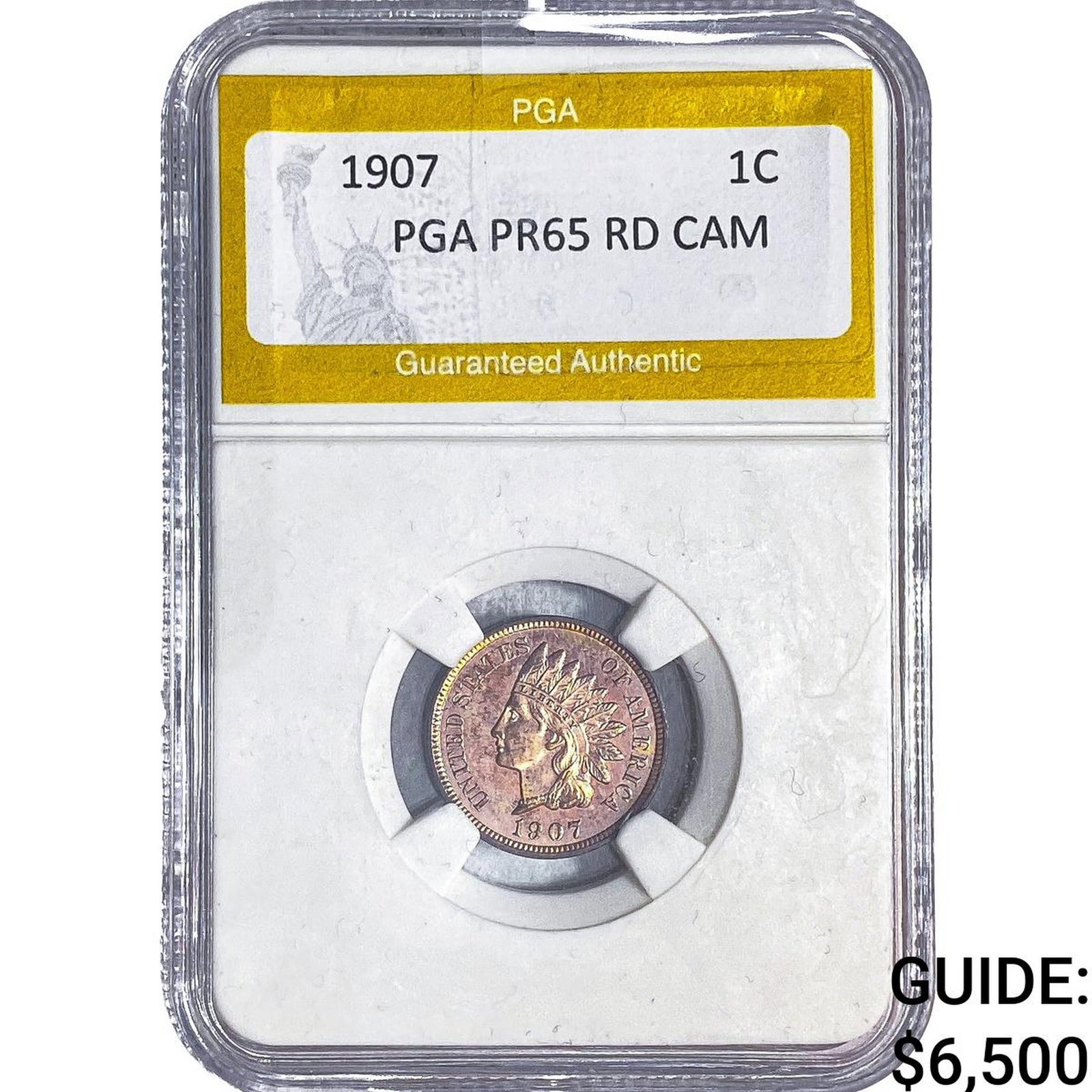 1907 Indian Head Cent PGA PR65 RD CAM: 1907 Indian Head Cent PGA PR65 RD CAM