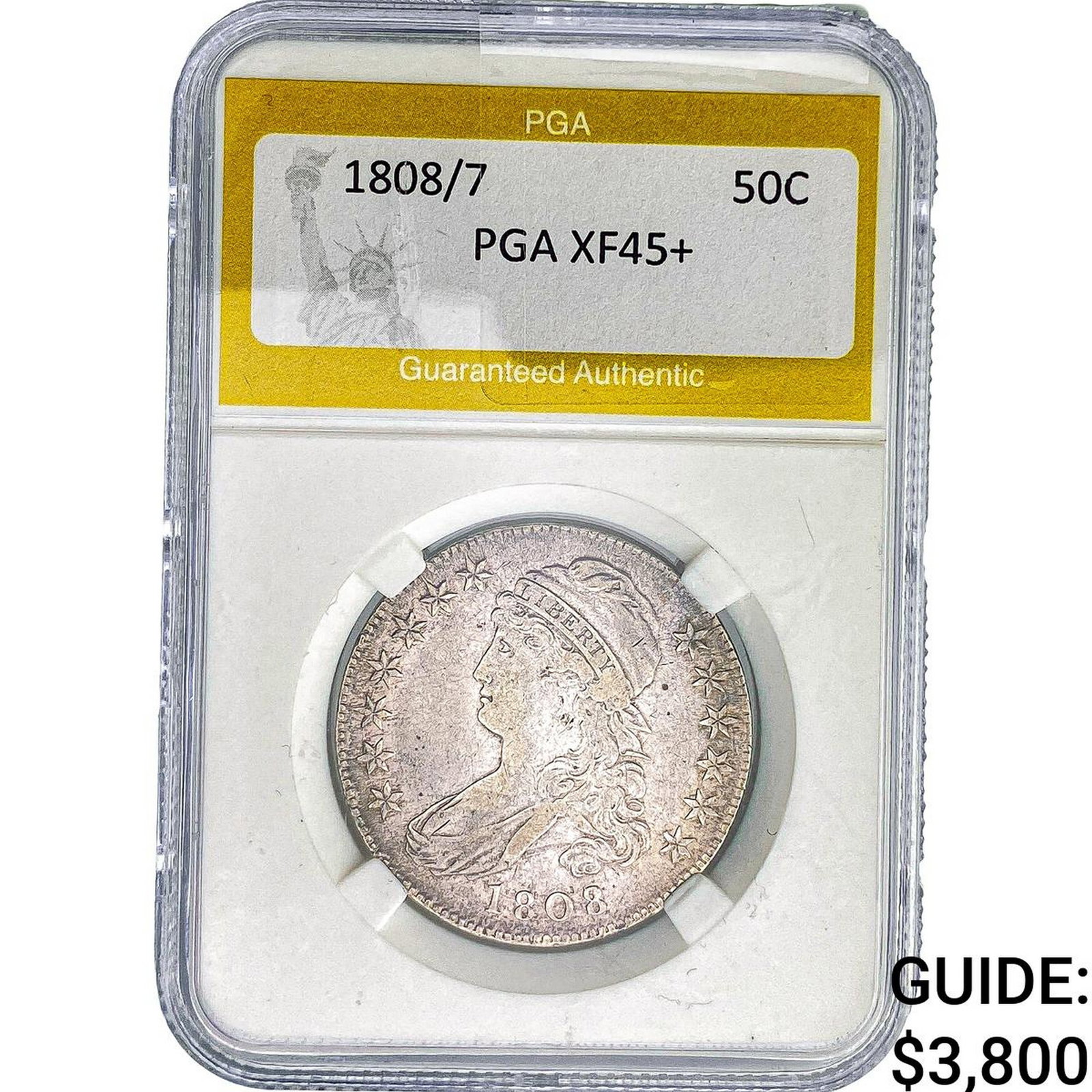 1808/7 Capped Bust Half Dollar PGA XF45+ (1 of 2)