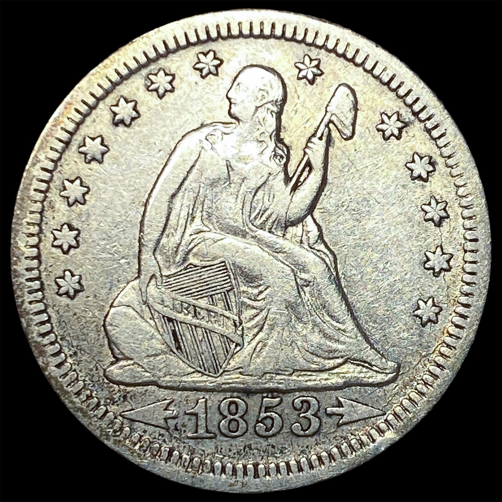 1853 Arrows Seated Liberty Quarter NEARLY UNCIRCULATED: 1853 Arrows Seated Liberty Quarter NEARLY UNCIRCULATED