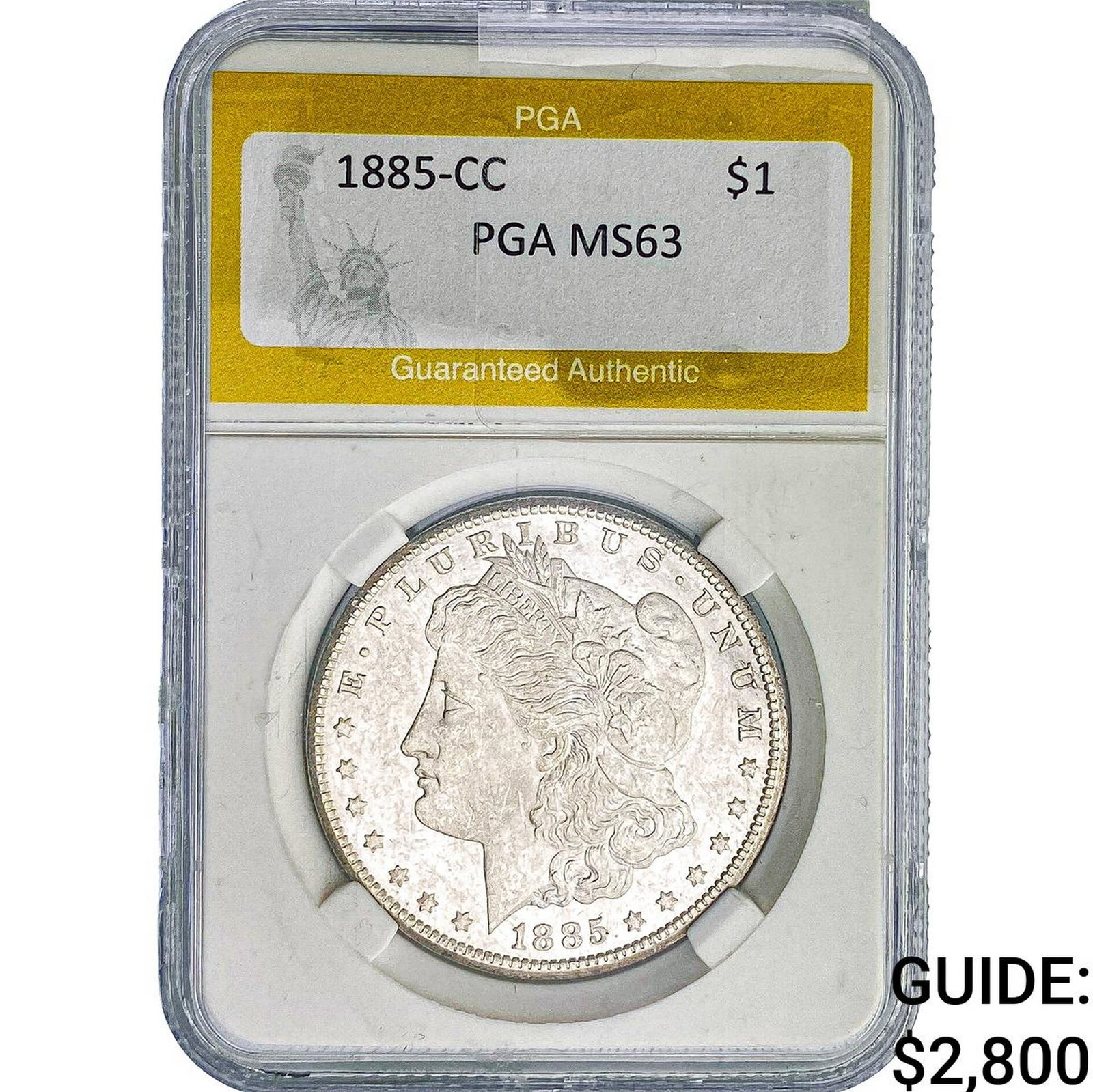 1885-CC Morgan Silver Dollar PGA MS63: 1885-CC Morgan Silver Dollar PGA MS63